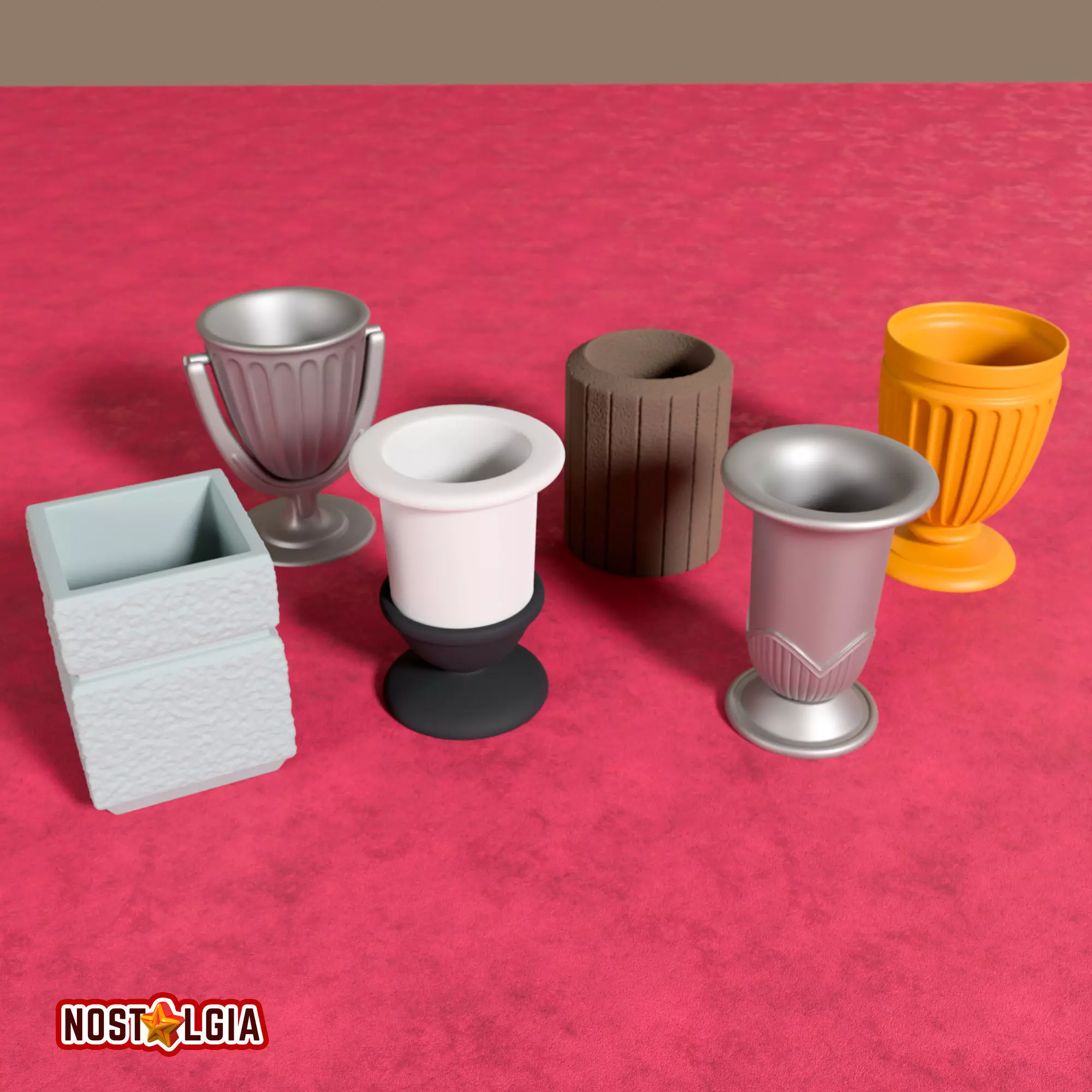 Street trash containers set 3D print model