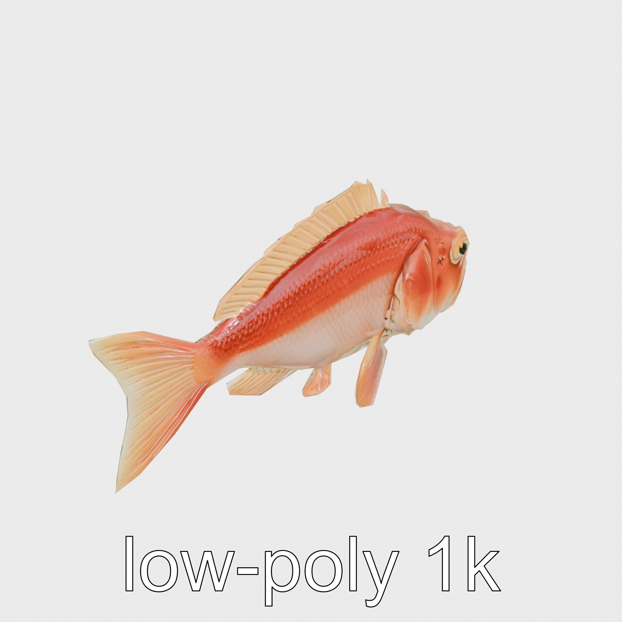 Red Handfish Model with Hand-like Fins Low-poly 3D model_10