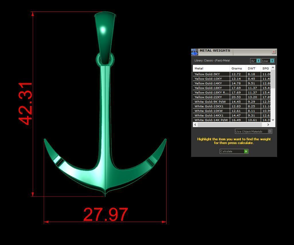 Anchor Pendant 3D print model_3