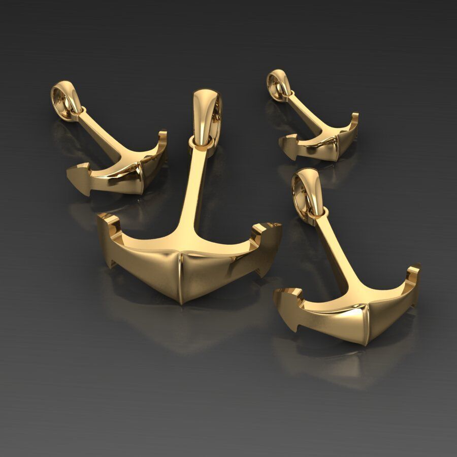 Anchor Pendant 3D print model_7