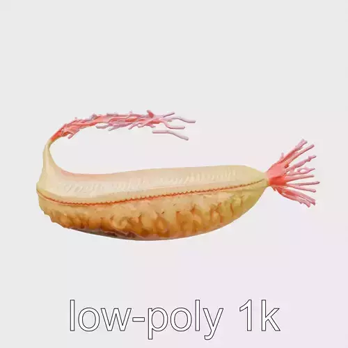 Giant Tube Worm Model with Red Plume Low-poly 3D model
