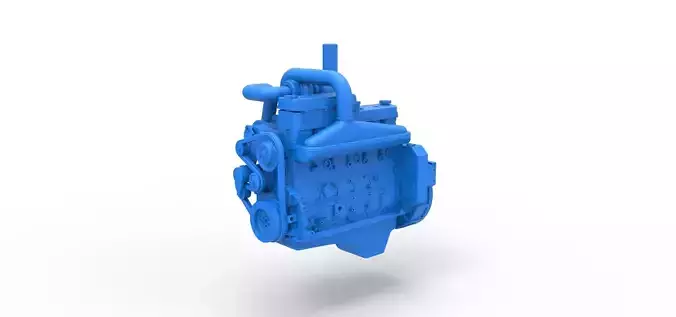Twin Turbo straight-six engine for semi truck Scale 1 to 25 3D print model