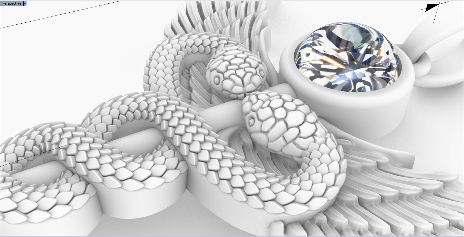 Caduceus medical sign snake pendant model 960 3D print model_9