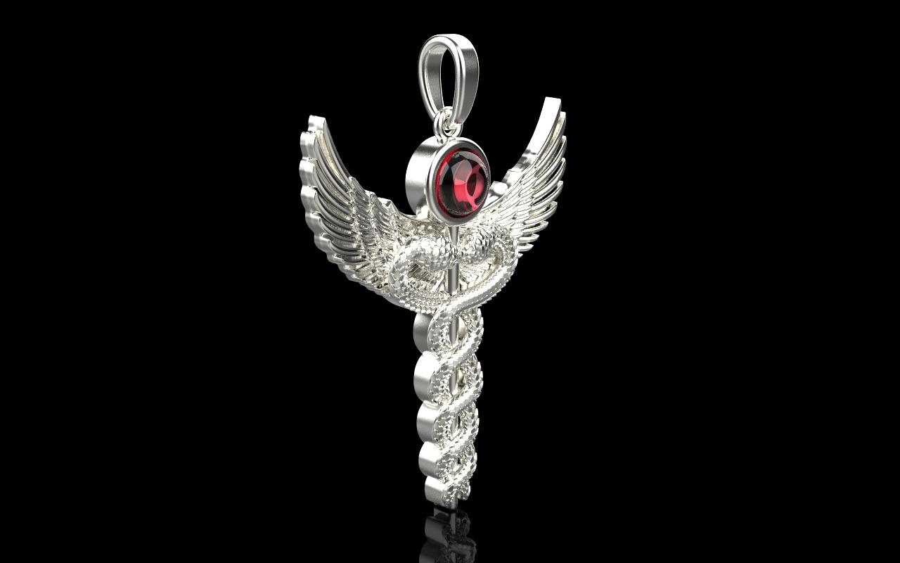 Caduceus medical sign snake pendant model 960 3D print model_22