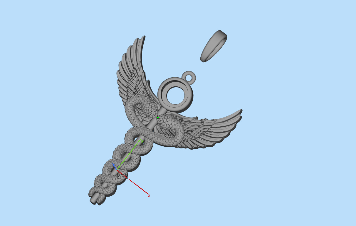 Caduceus medical sign snake pendant model 960 3D print model_10
