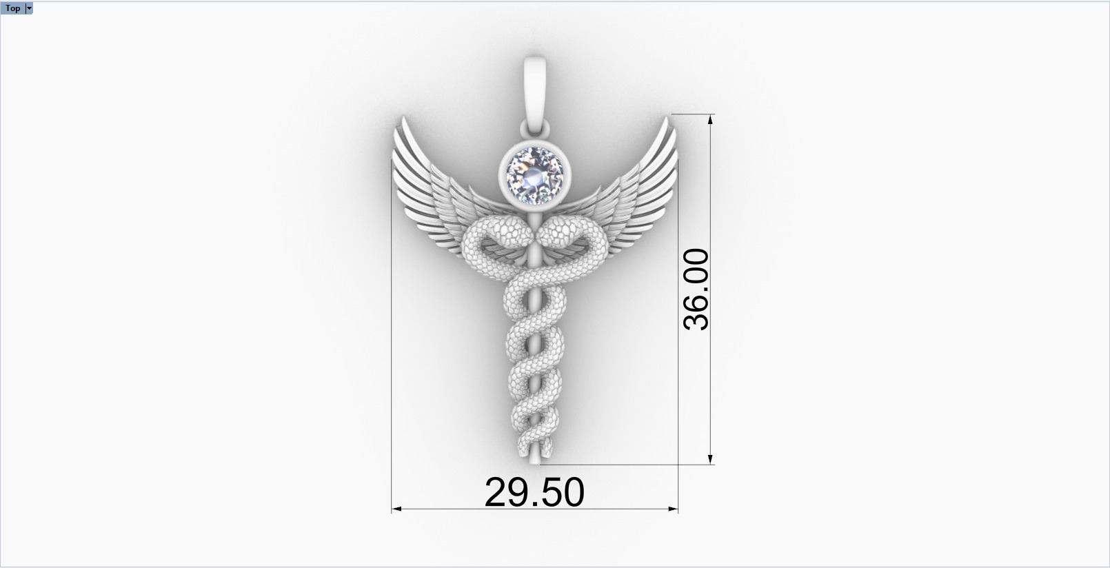 Caduceus medical sign snake pendant model 960 3D print model_7