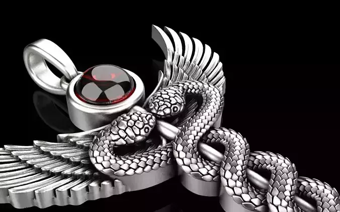 Caduceus medical sign  snake pendant model 960 3D print model