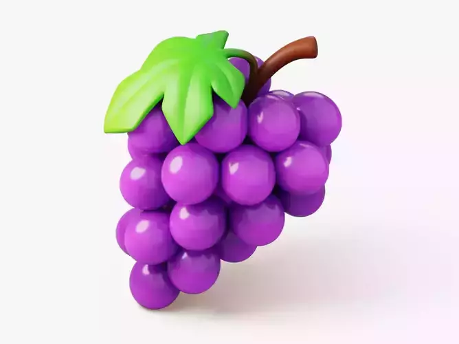 Grapes with Leaf Stylized 3D model