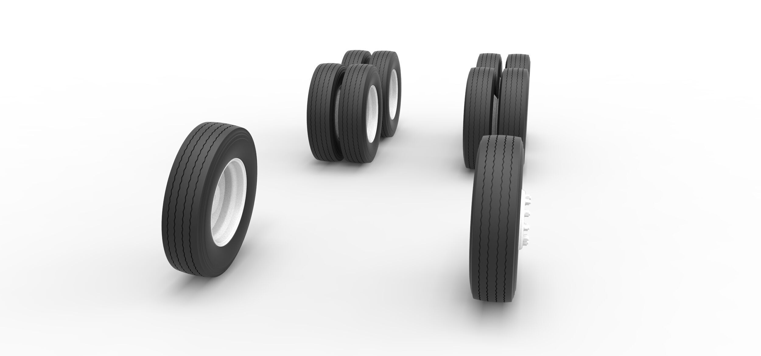 Wheel Set of Vintage GATR Racing Semi truck Scale 1 to 25 3D print model_2