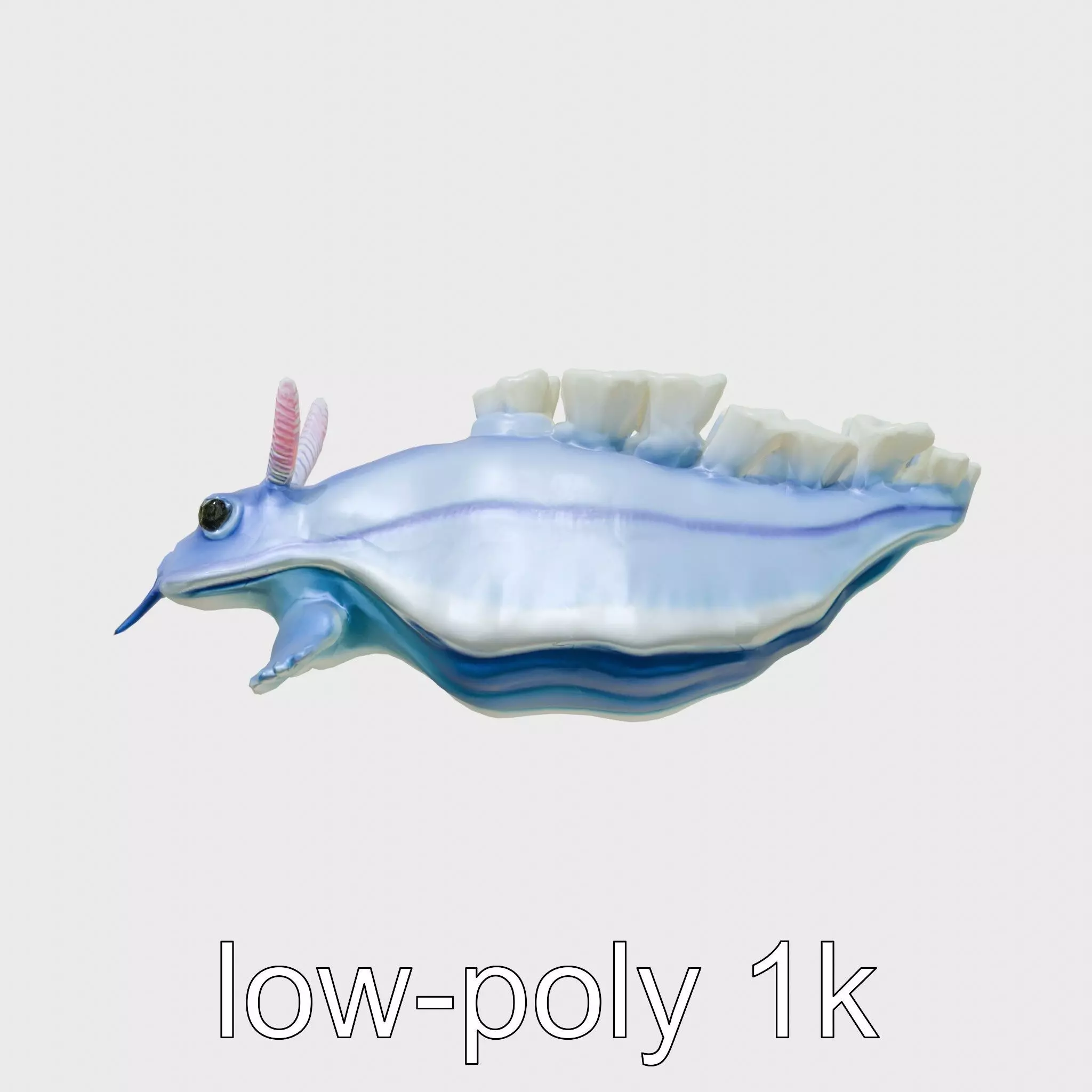 Electric Blue Nudibranch Sea Creature Model Low-poly 3D model_0