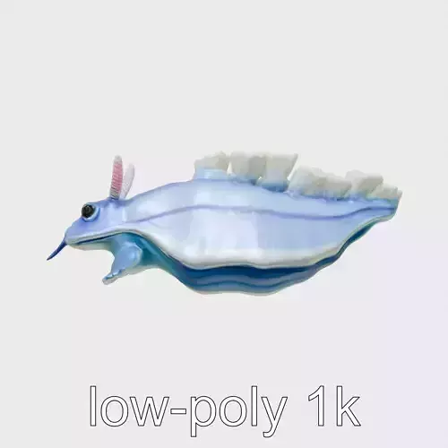 Electric Blue Nudibranch Sea Creature Model Low-poly 3D model