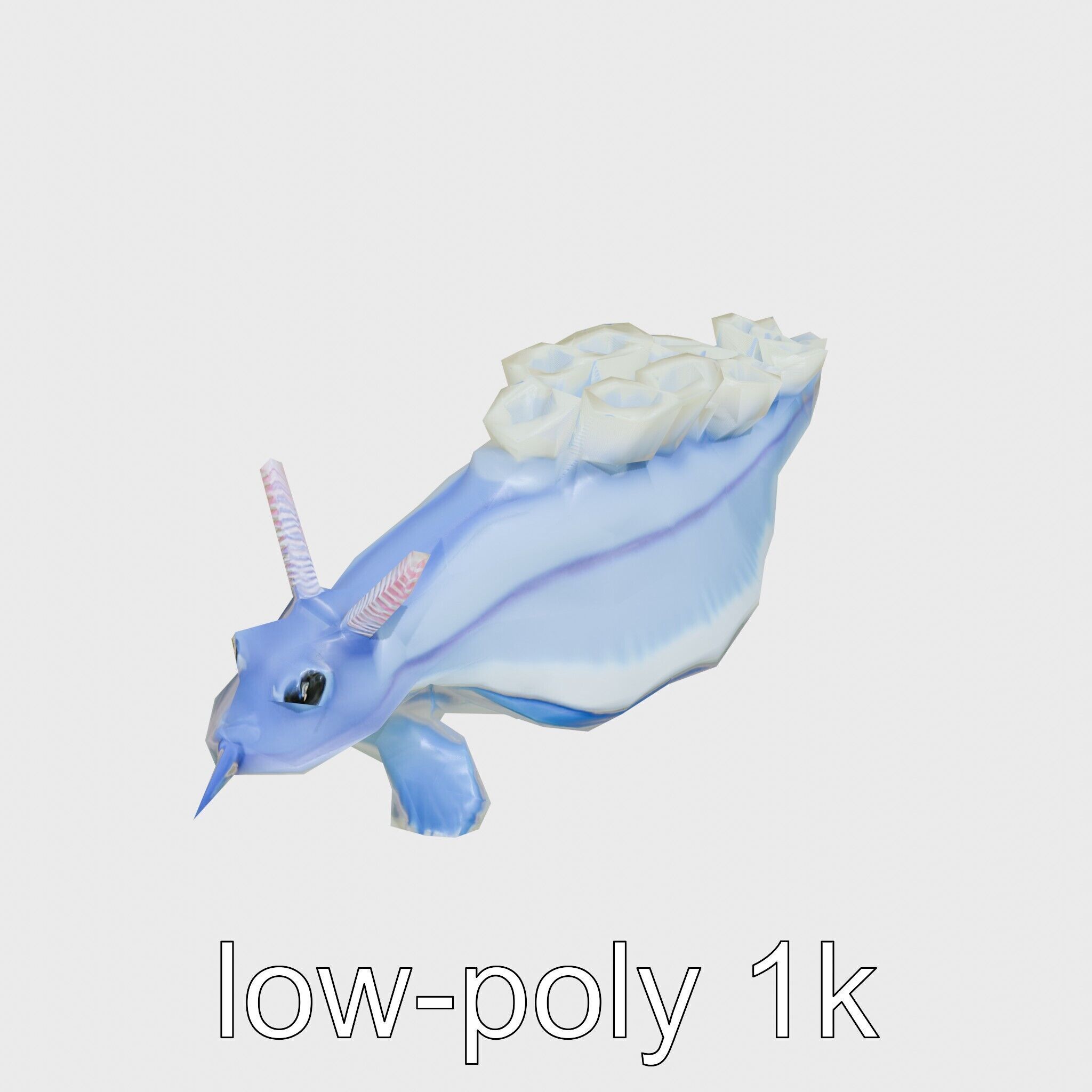 Electric Blue Nudibranch Sea Creature Model Low-poly 3D model_27