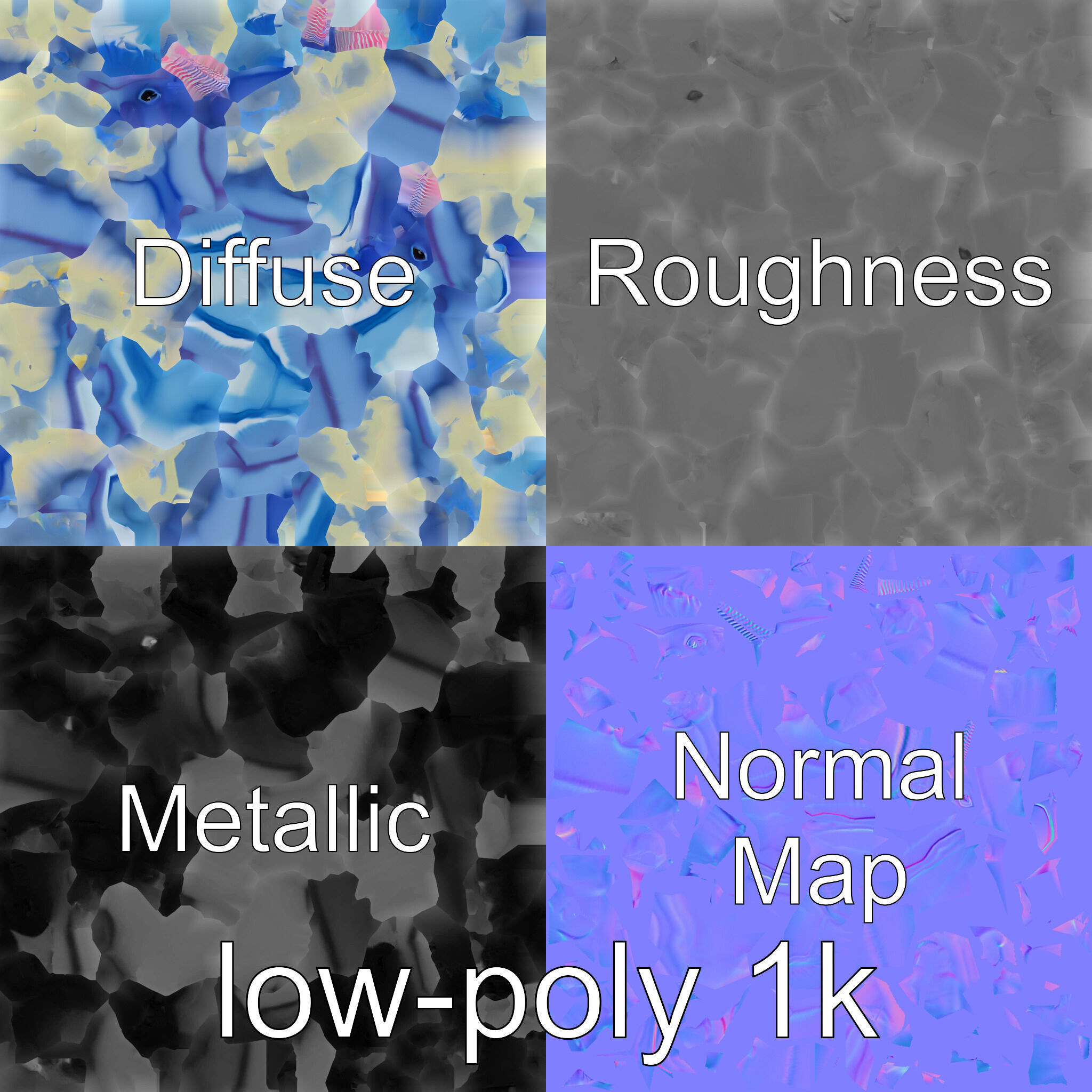 Electric Blue Nudibranch Sea Creature Model Low-poly 3D model_1