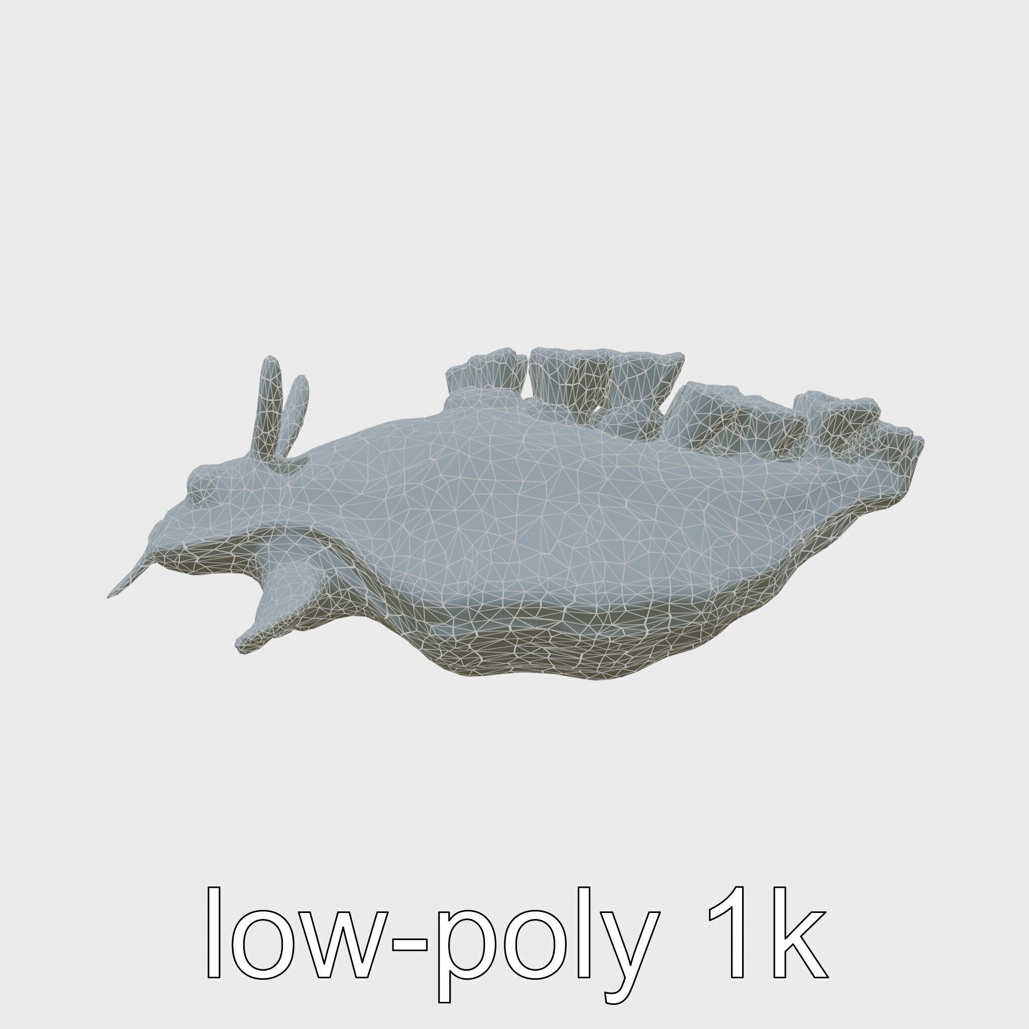 Electric Blue Nudibranch Sea Creature Model Low-poly 3D model_6