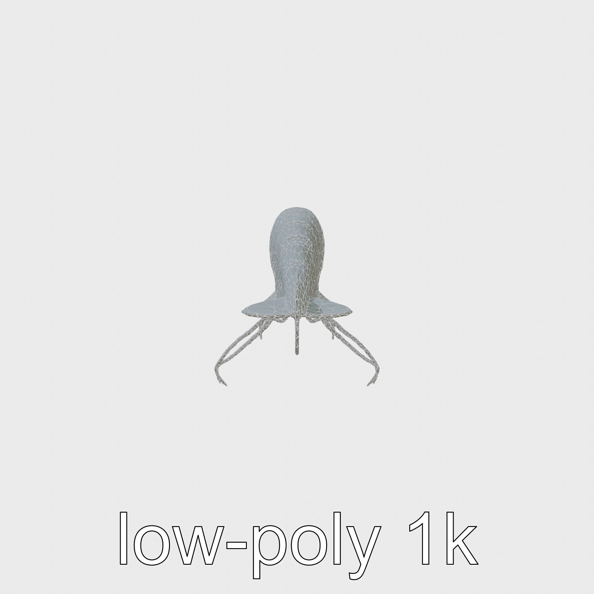 Bioluminescent Comb Jelly 3D Model with Cilia Details Low-poly 3D model_29