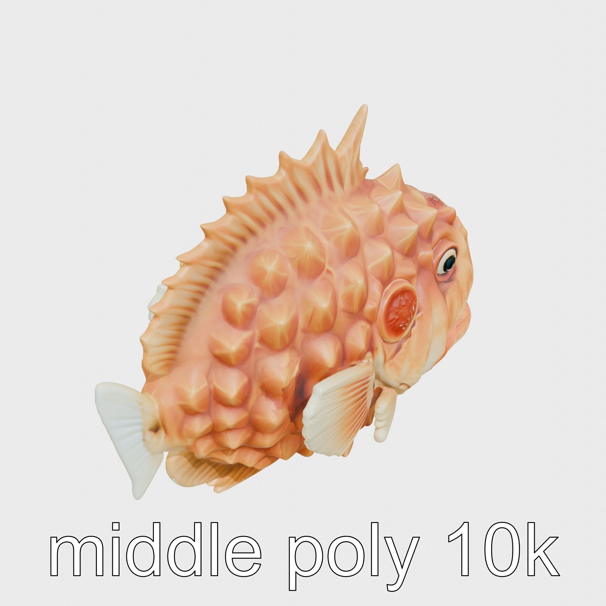 Pinecone Fish Model with Glowing Mouth and Armored Scales Low-poly 3D model_25