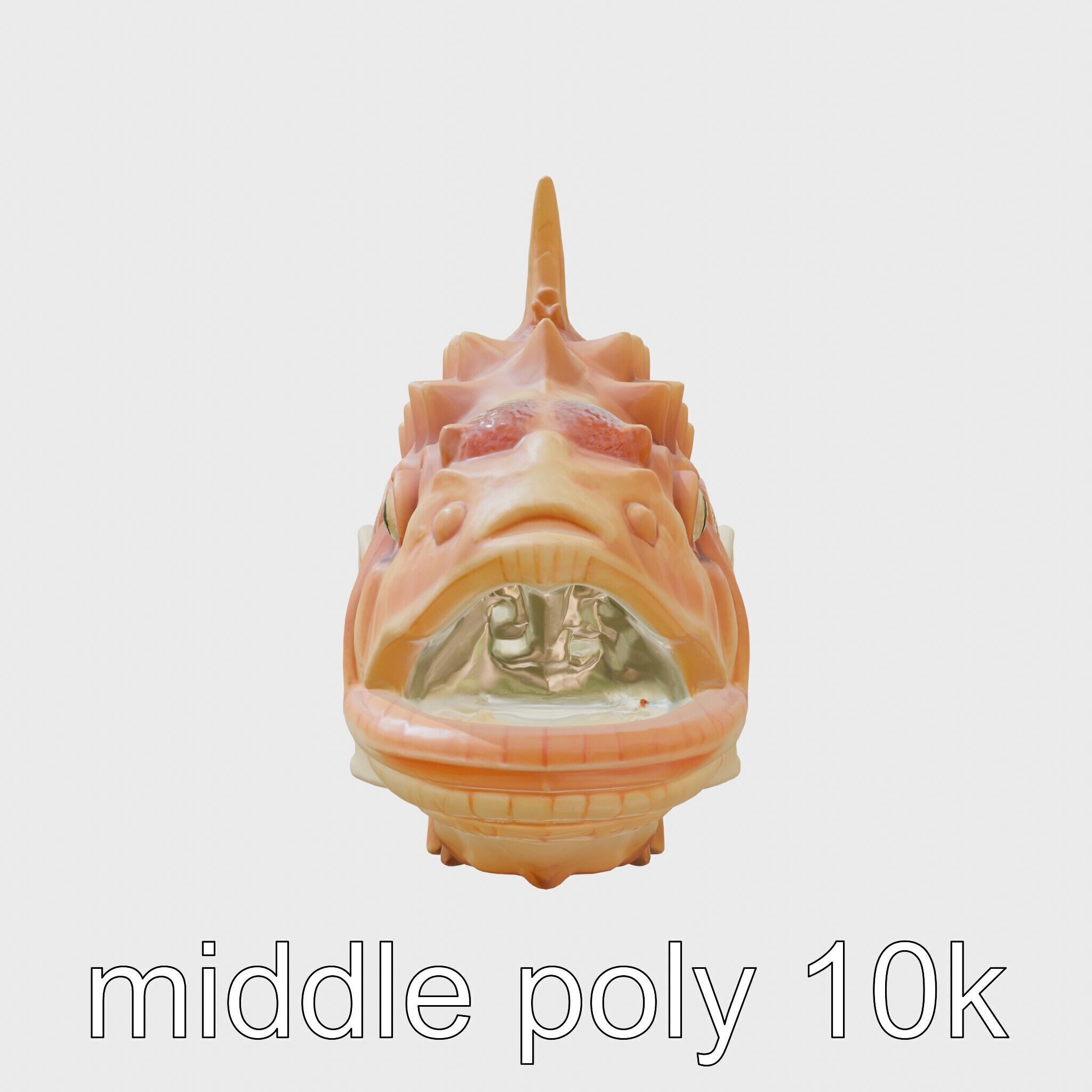 Pinecone Fish Model with Glowing Mouth and Armored Scales Low-poly 3D model_8