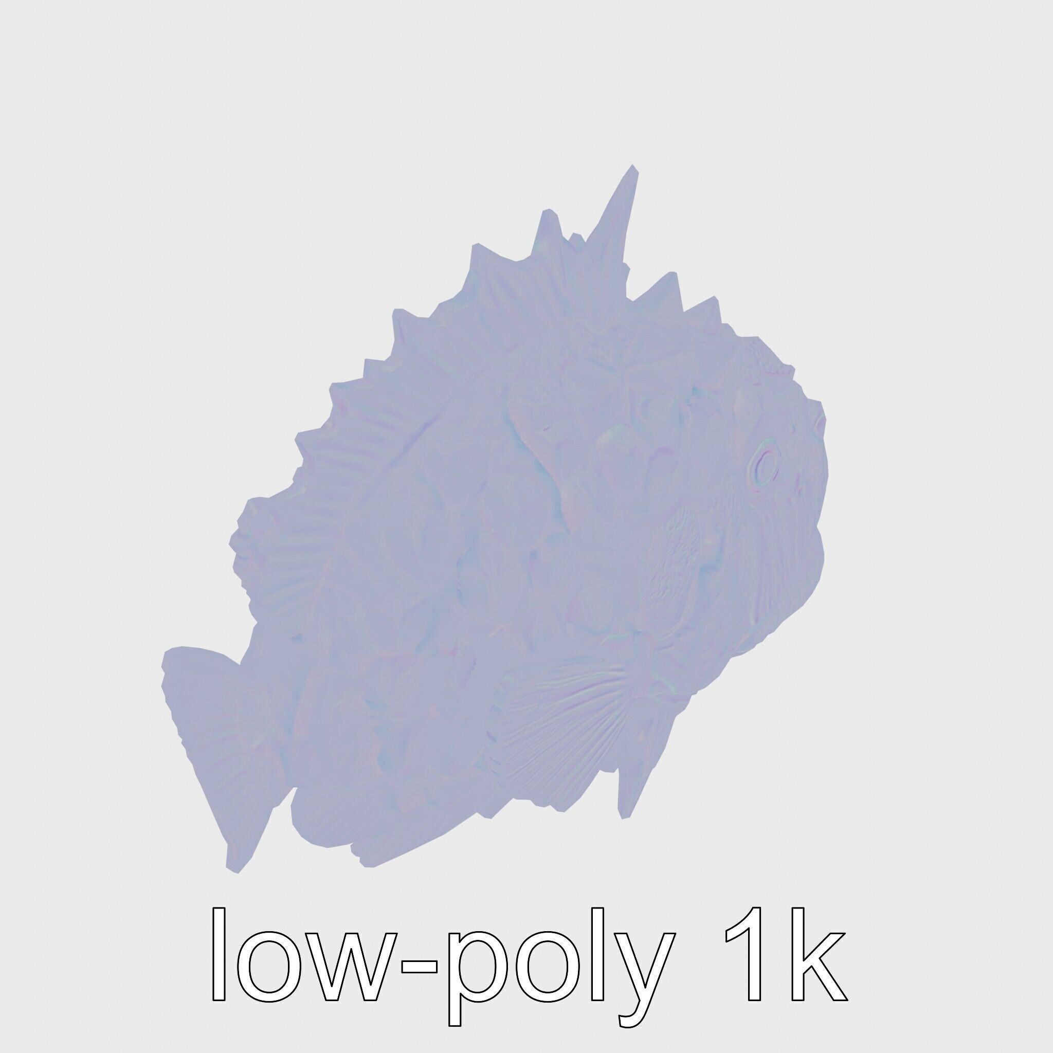 Pinecone Fish Model with Glowing Mouth and Armored Scales Low-poly 3D model_24