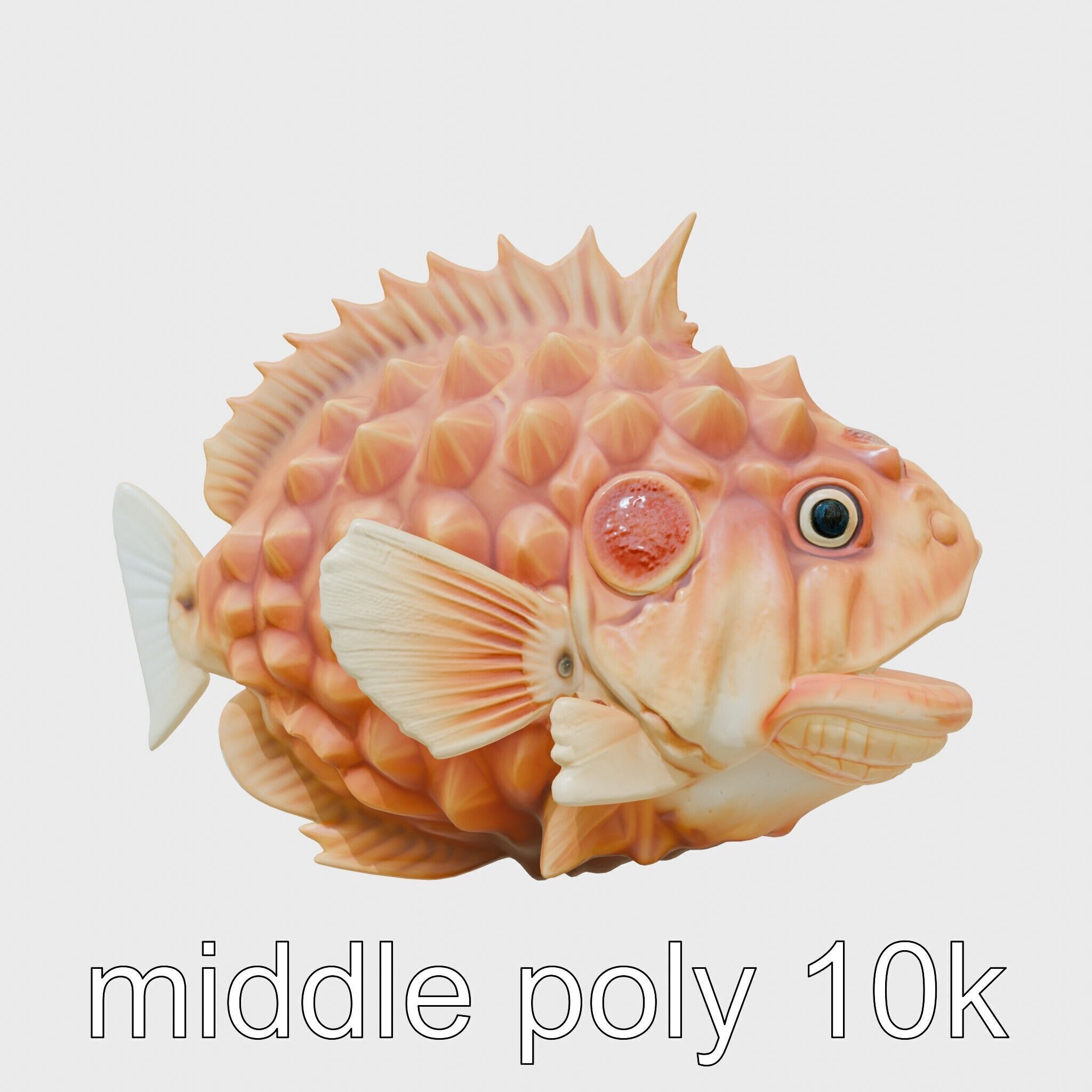 Pinecone Fish Model with Glowing Mouth and Armored Scales Low-poly 3D model_21