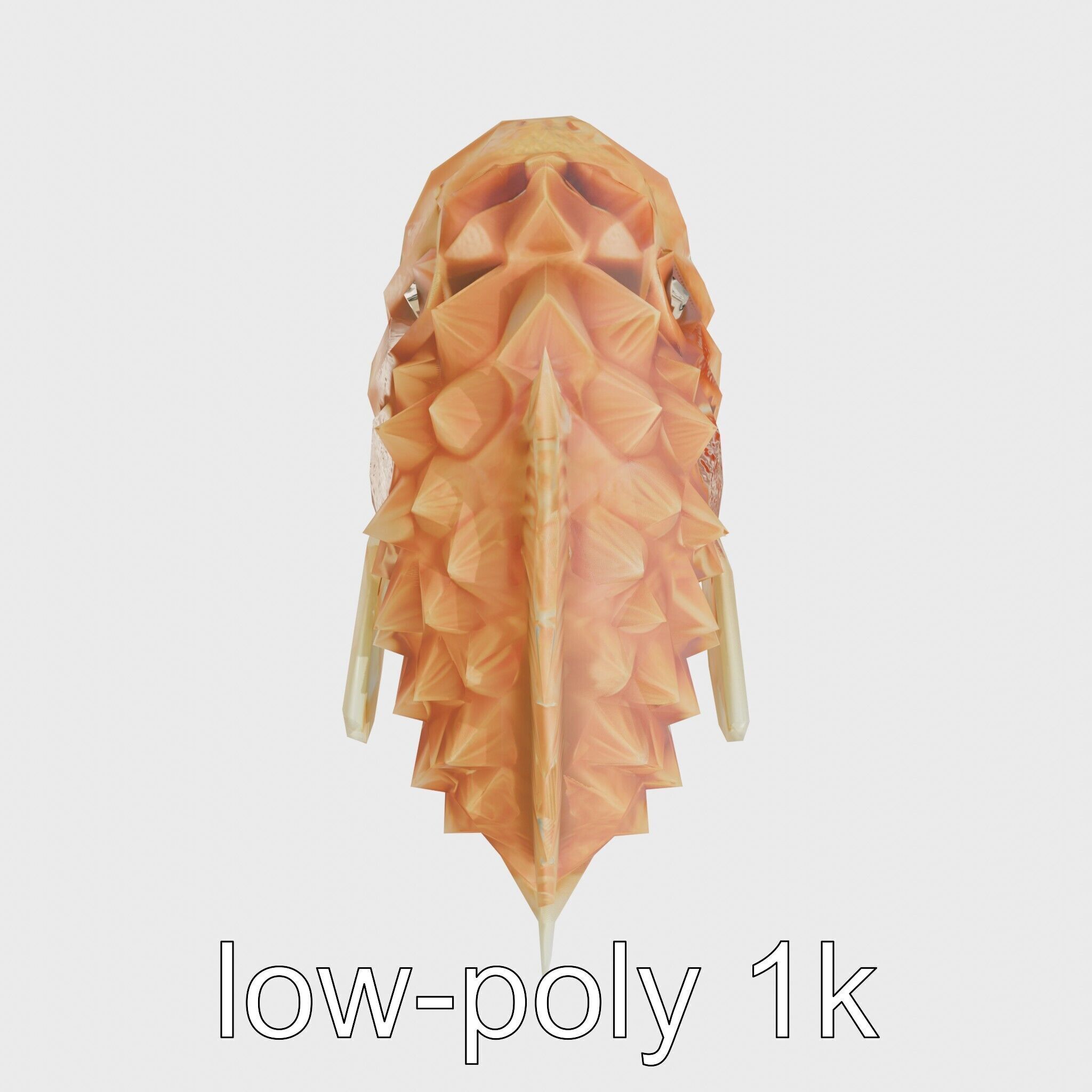 Pinecone Fish Model with Glowing Mouth and Armored Scales Low-poly 3D model_10