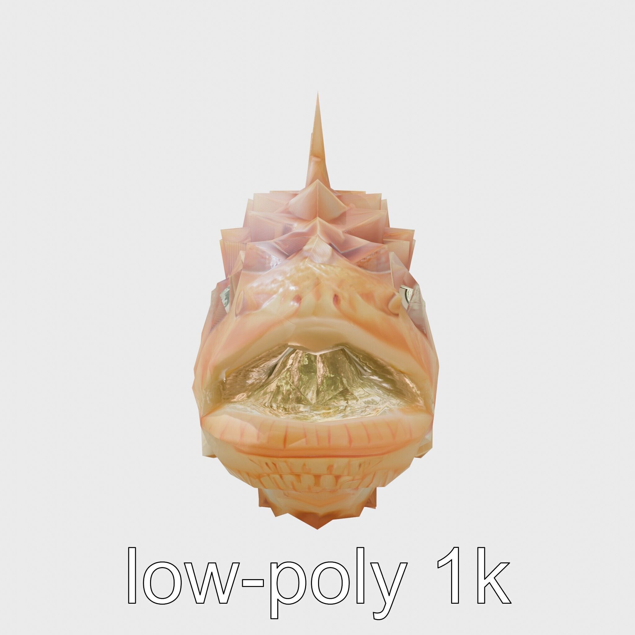 Pinecone Fish Model with Glowing Mouth and Armored Scales Low-poly 3D model_15