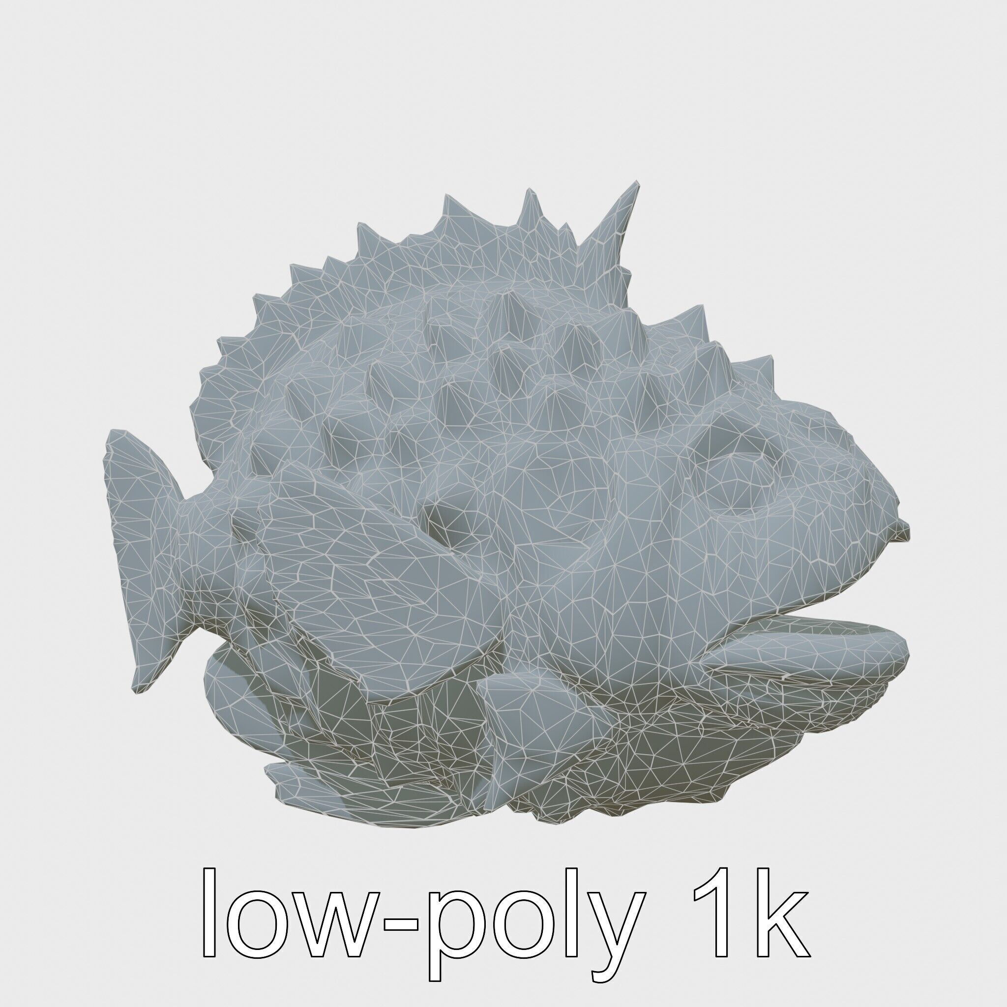 Pinecone Fish Model with Glowing Mouth and Armored Scales Low-poly 3D model_6