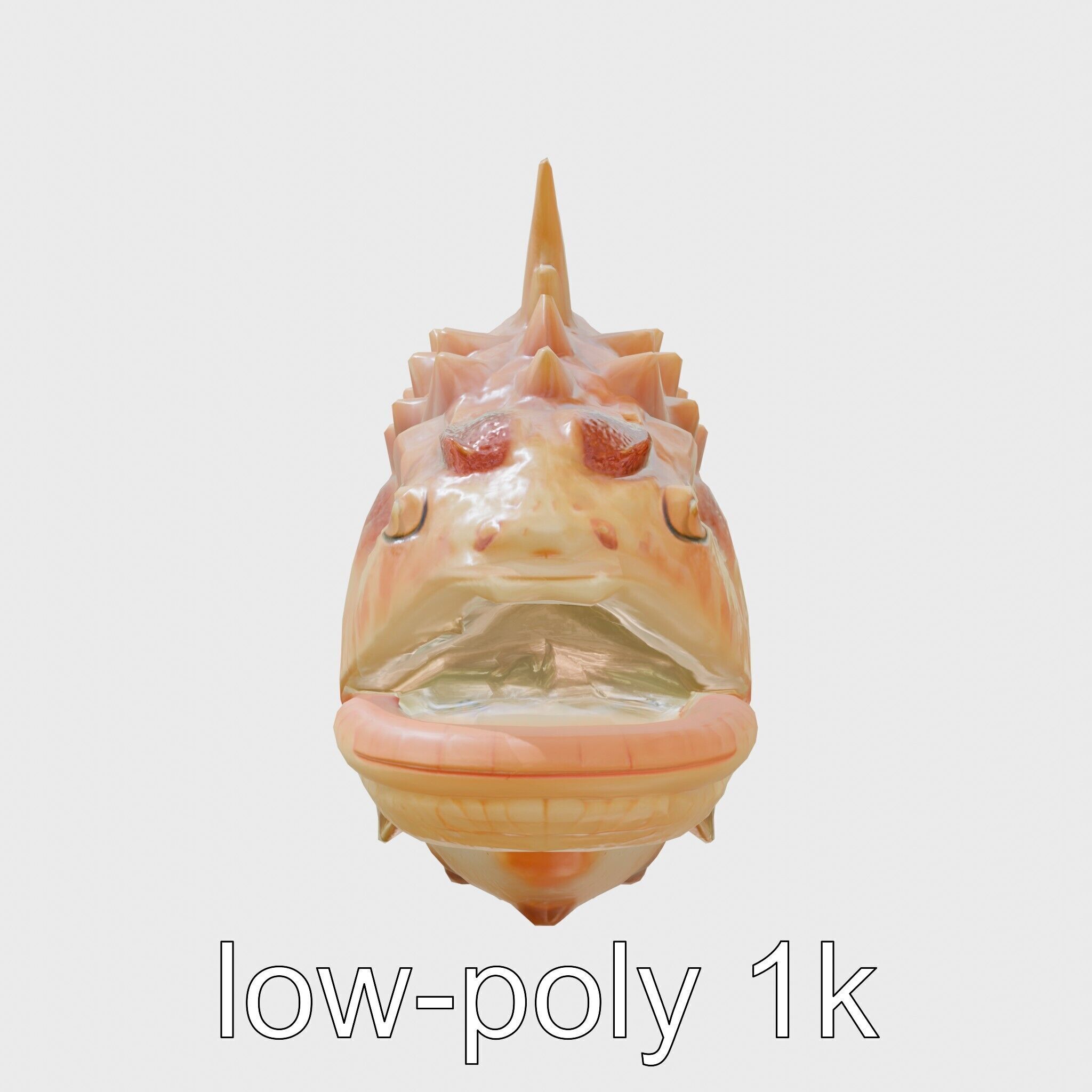 Pinecone Fish Model with Glowing Mouth and Armored Scales Low-poly 3D model_18