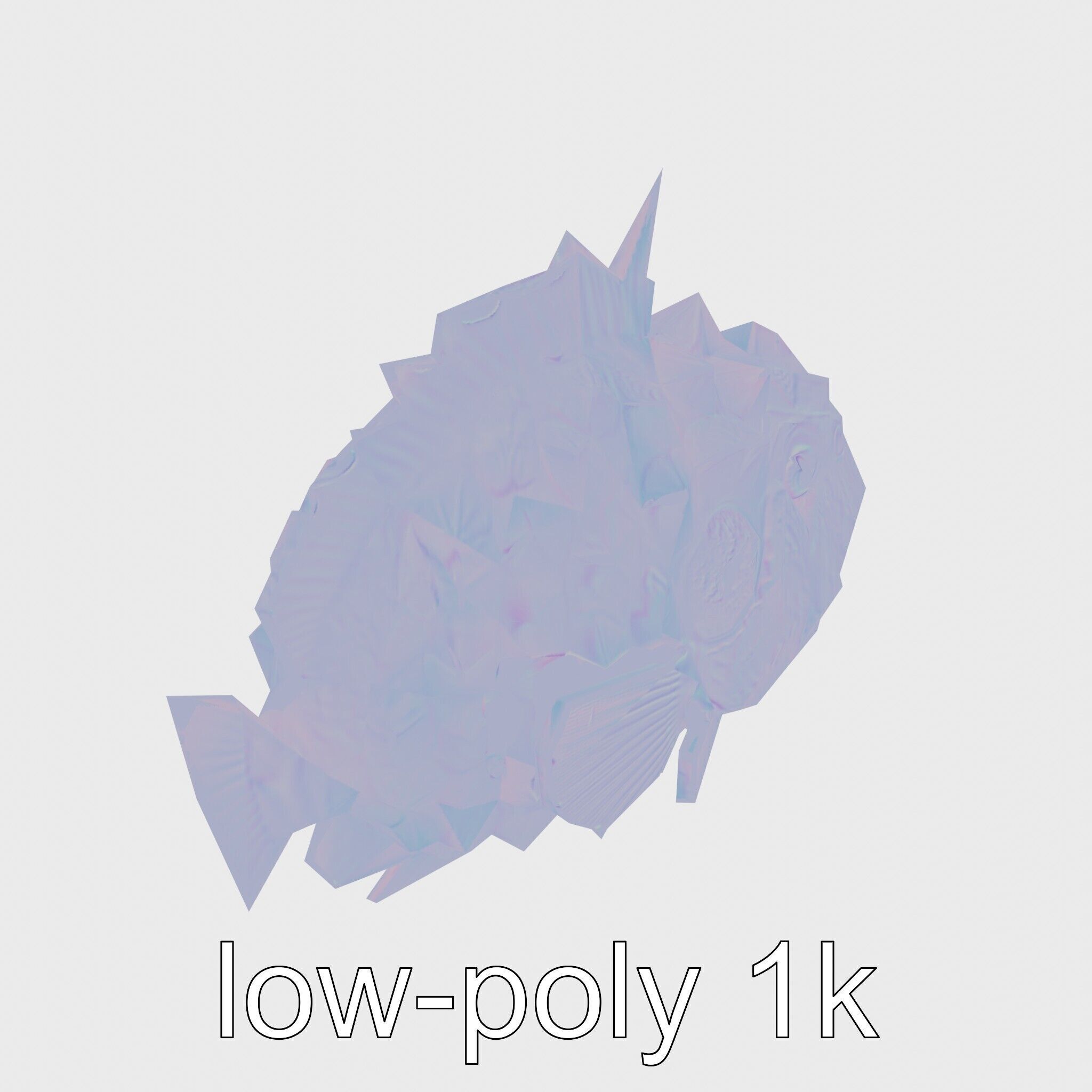 Pinecone Fish Model with Glowing Mouth and Armored Scales Low-poly 3D model_26