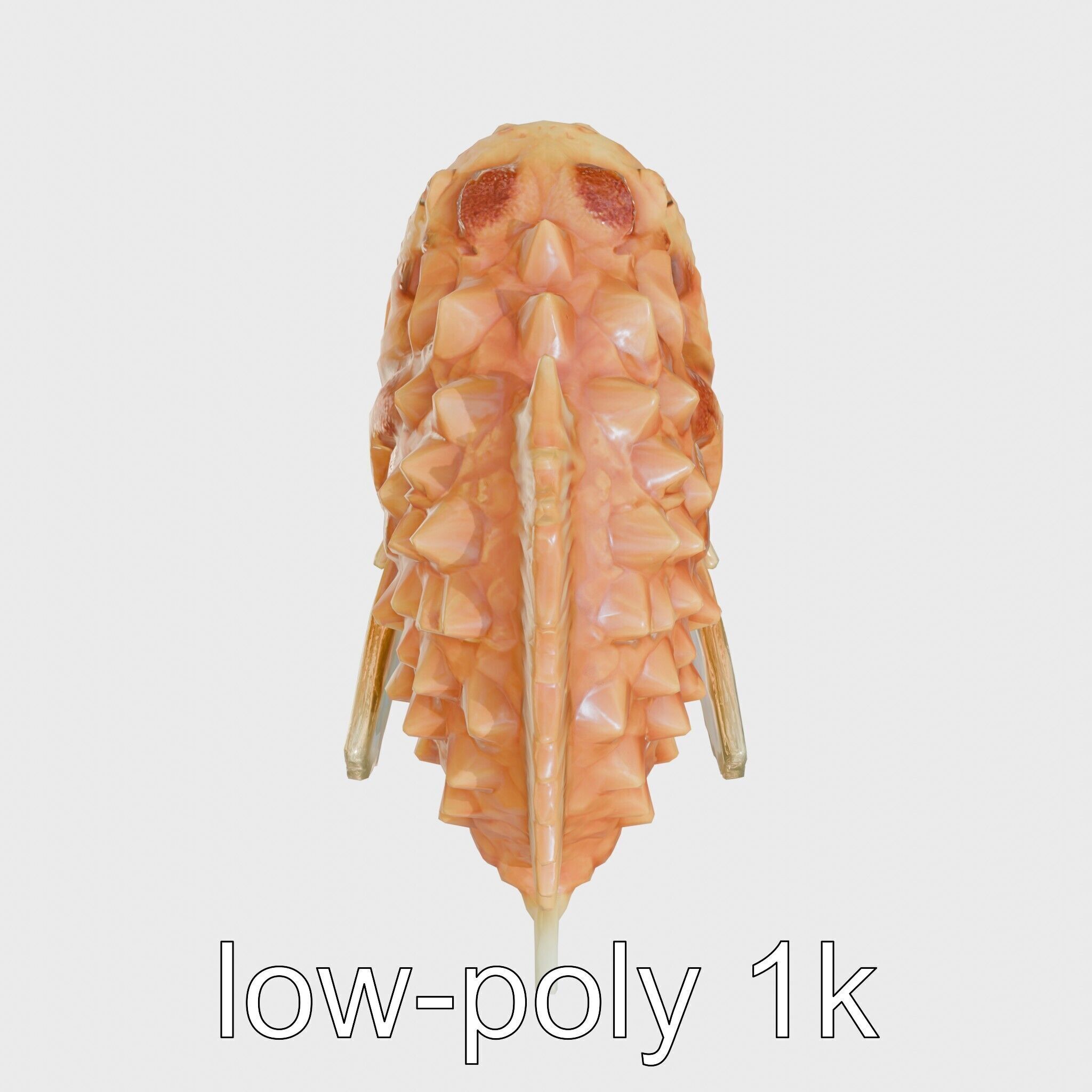 Pinecone Fish Model with Glowing Mouth and Armored Scales Low-poly 3D model_9