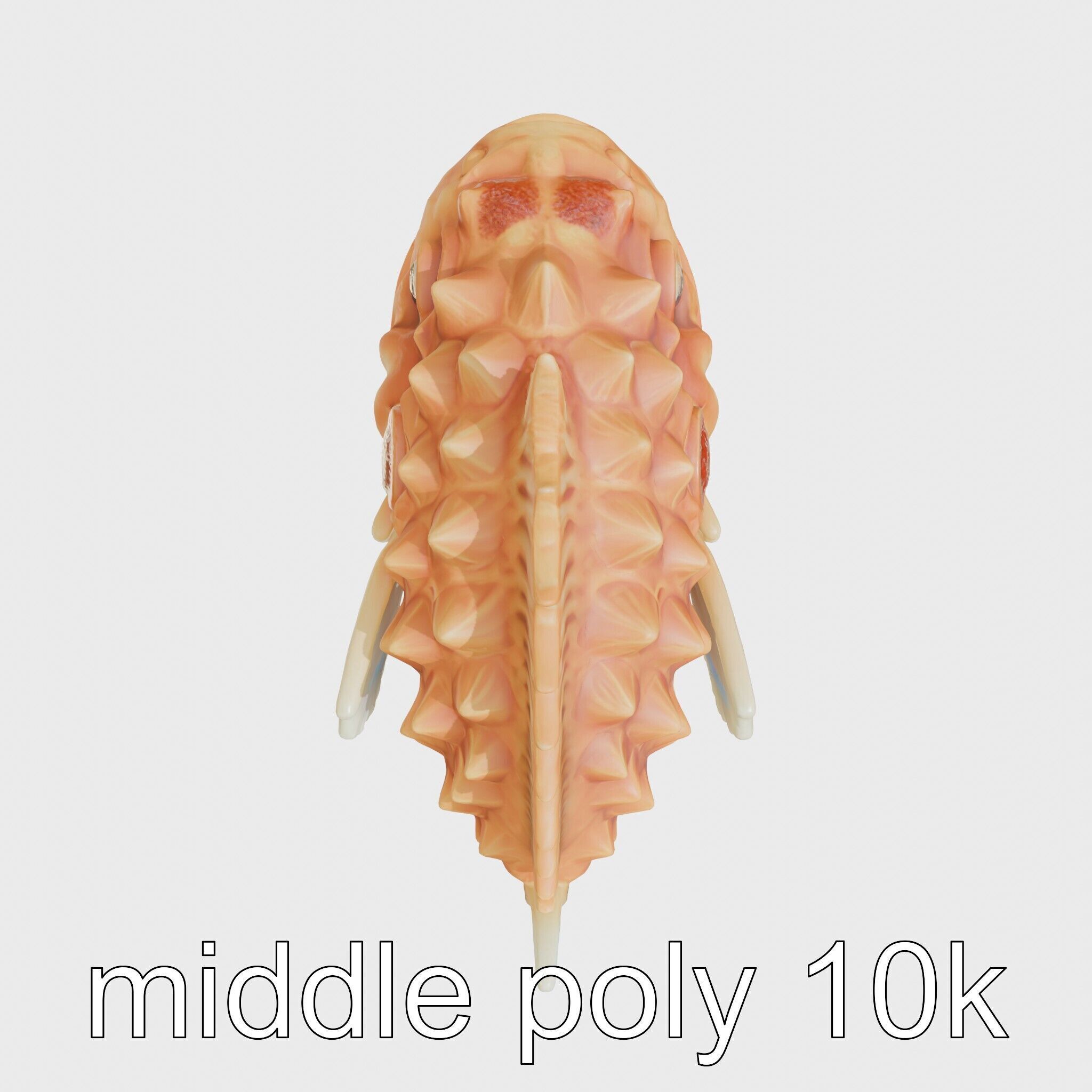 Pinecone Fish Model with Glowing Mouth and Armored Scales Low-poly 3D model_2