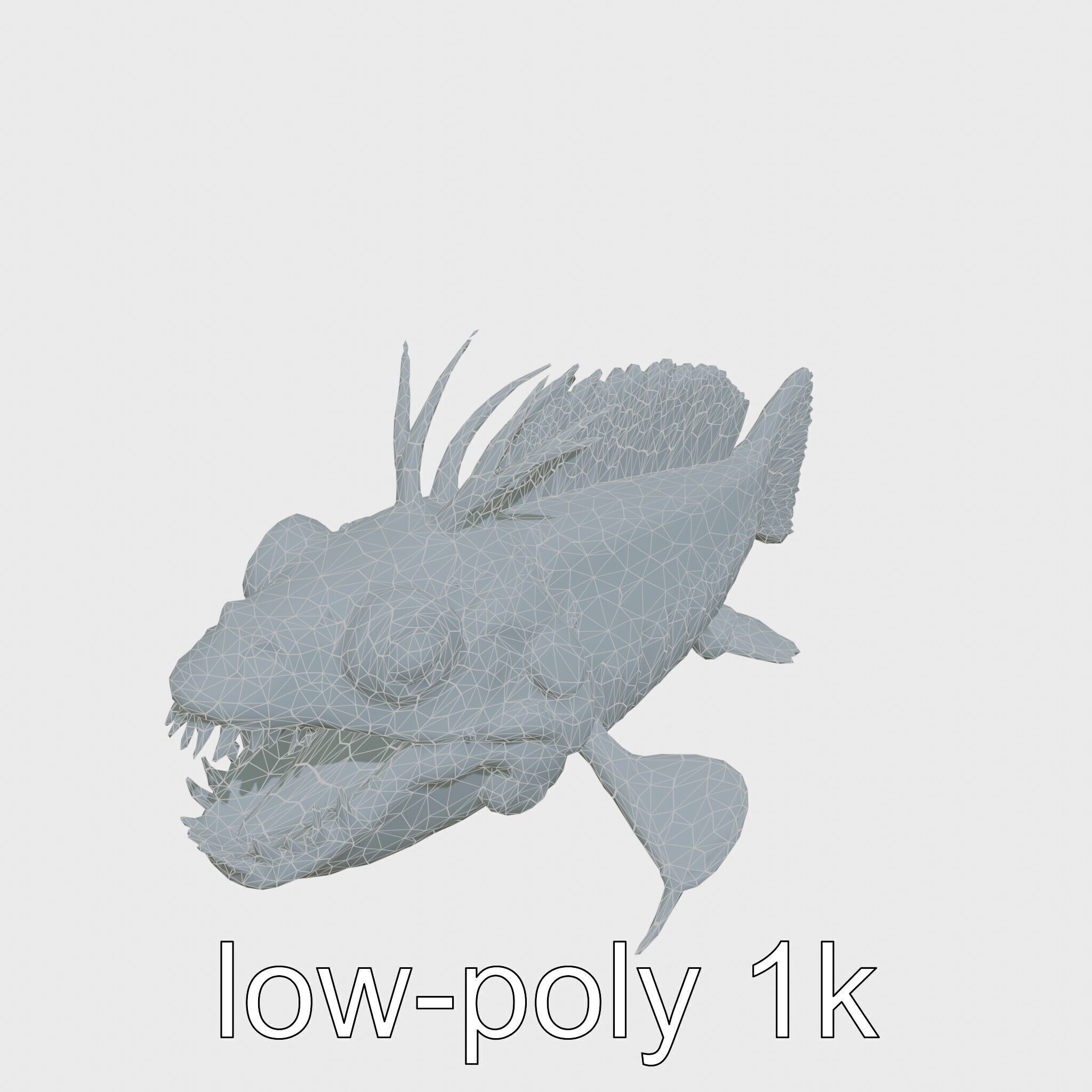 Sarcastic Fringehead Fish Model with Aggressive Expression Low-poly 3D model_13