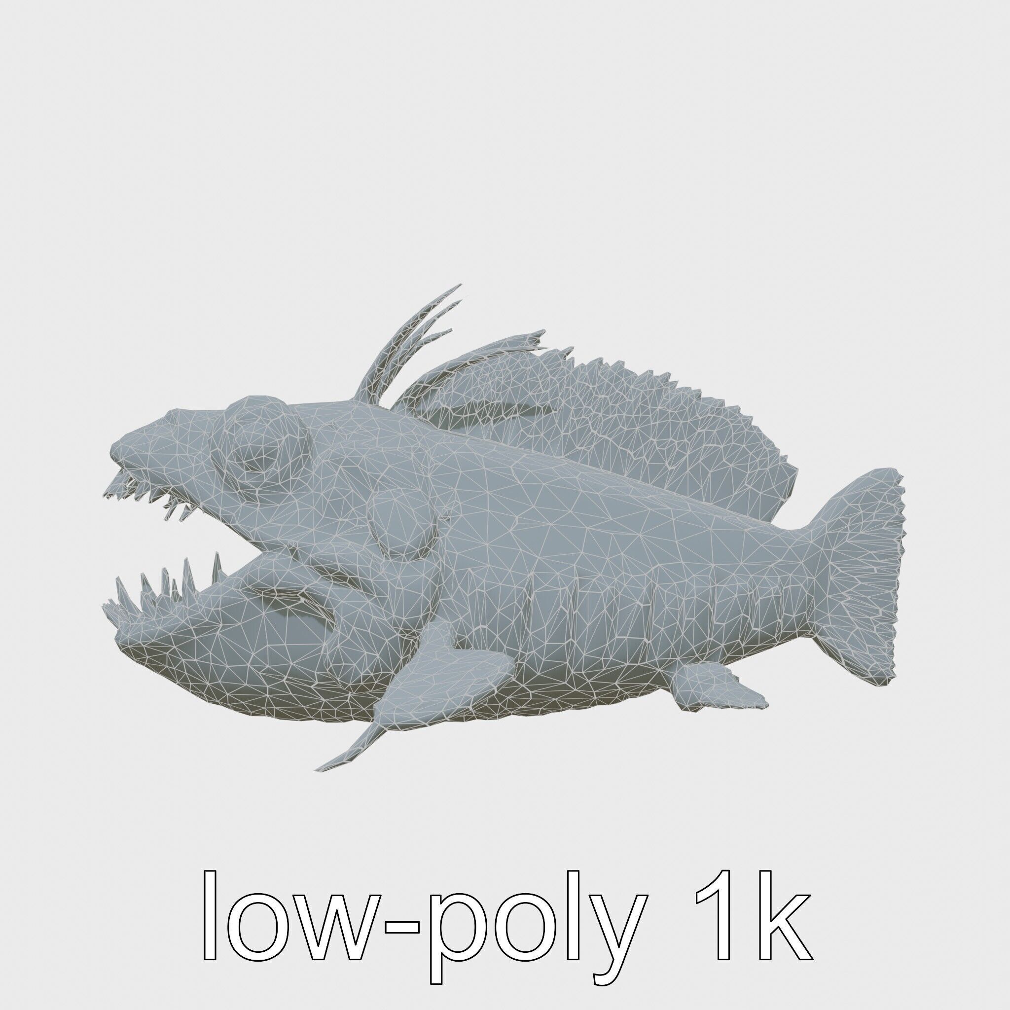 Sarcastic Fringehead Fish Model with Aggressive Expression Low-poly 3D model_6