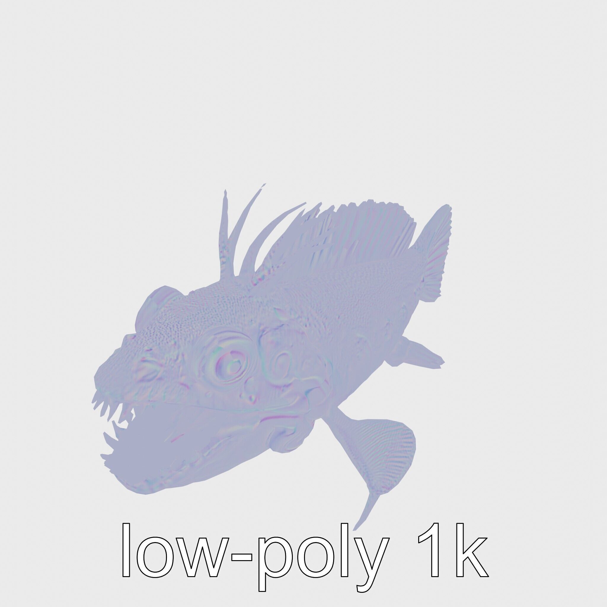 Sarcastic Fringehead Fish Model with Aggressive Expression Low-poly 3D model_23