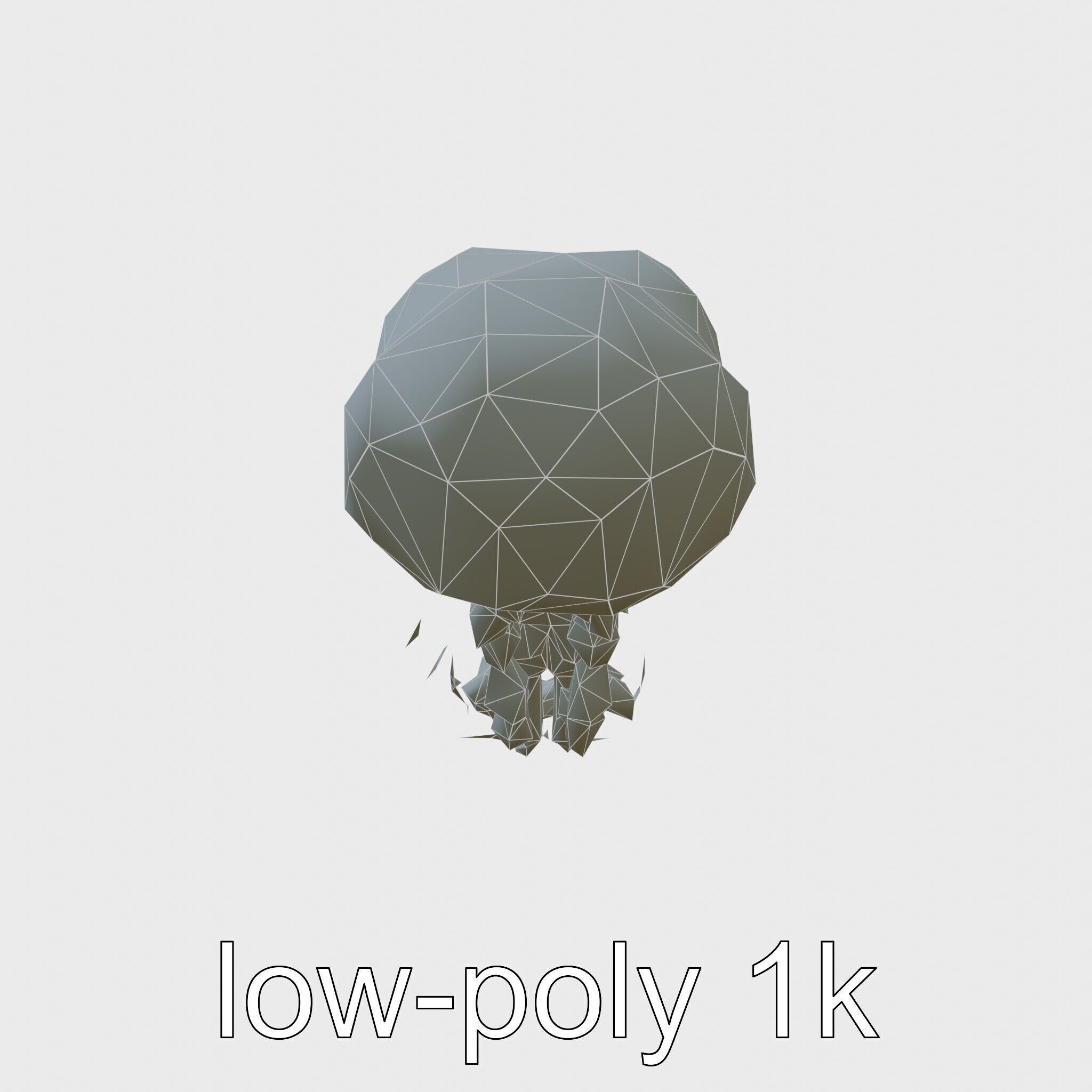 Bioluminescent Deep-Sea Jellyfish with Glowing Tentacles Low-poly 3D model_7