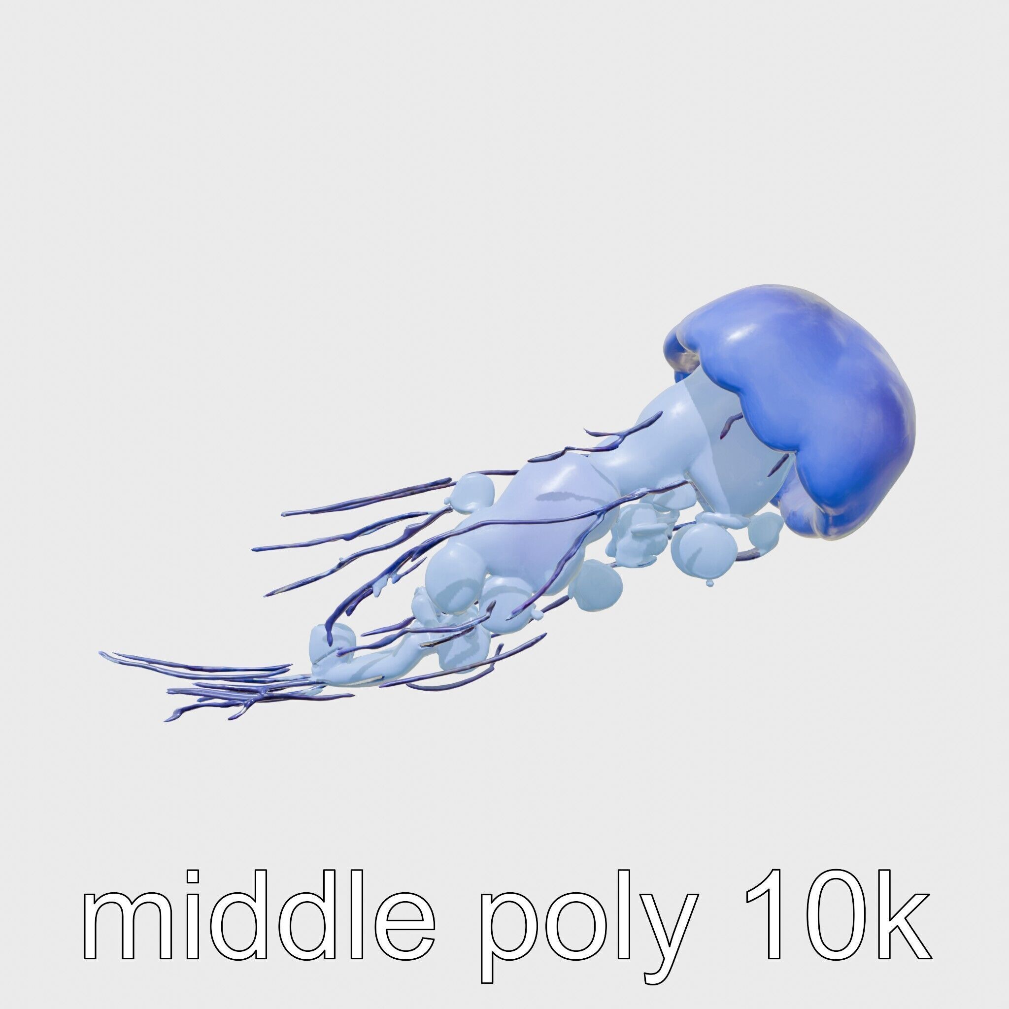 Bioluminescent Deep-Sea Jellyfish with Glowing Tentacles Low-poly 3D model_27