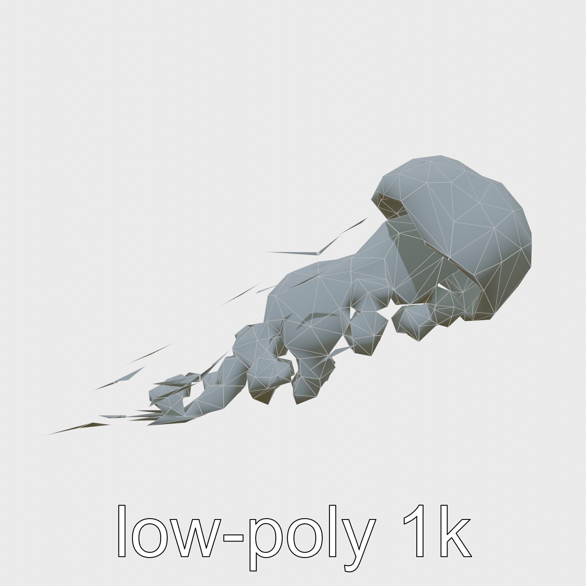 Bioluminescent Deep-Sea Jellyfish with Glowing Tentacles Low-poly 3D model_29