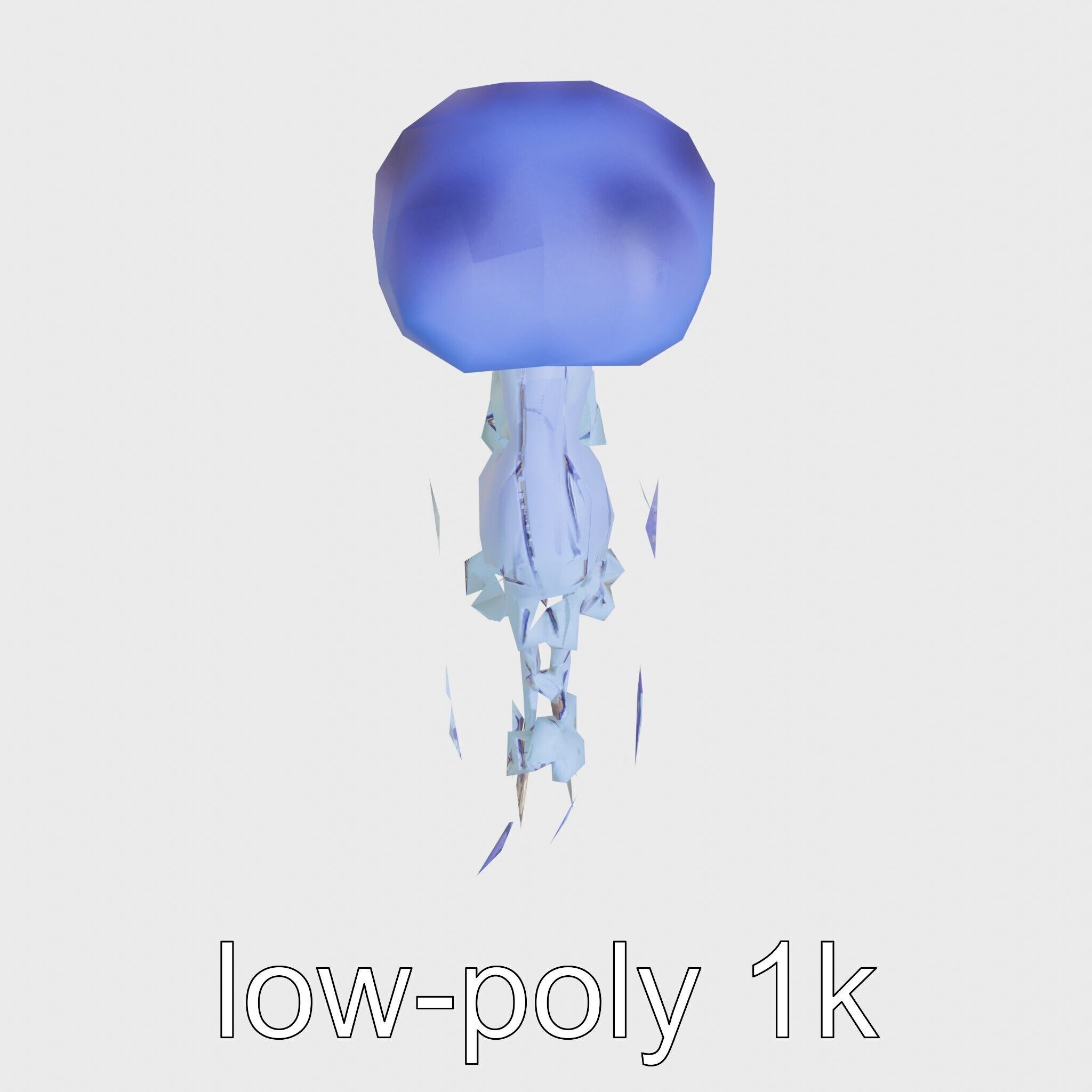 Bioluminescent Deep-Sea Jellyfish with Glowing Tentacles Low-poly 3D model_23