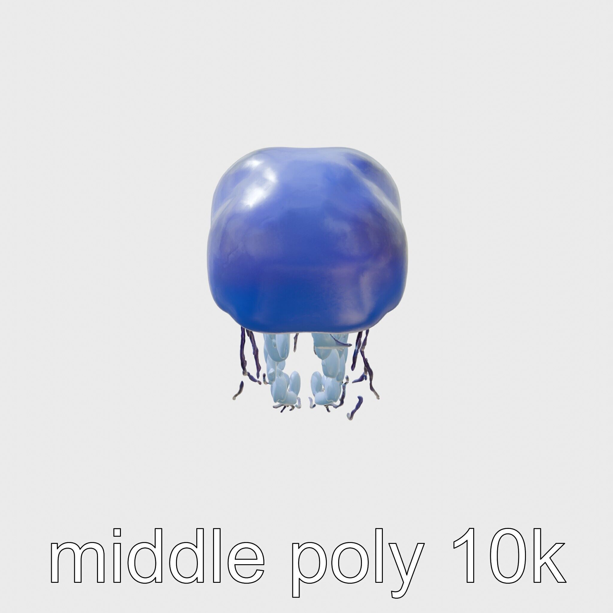Bioluminescent Deep-Sea Jellyfish with Glowing Tentacles Low-poly 3D model_2