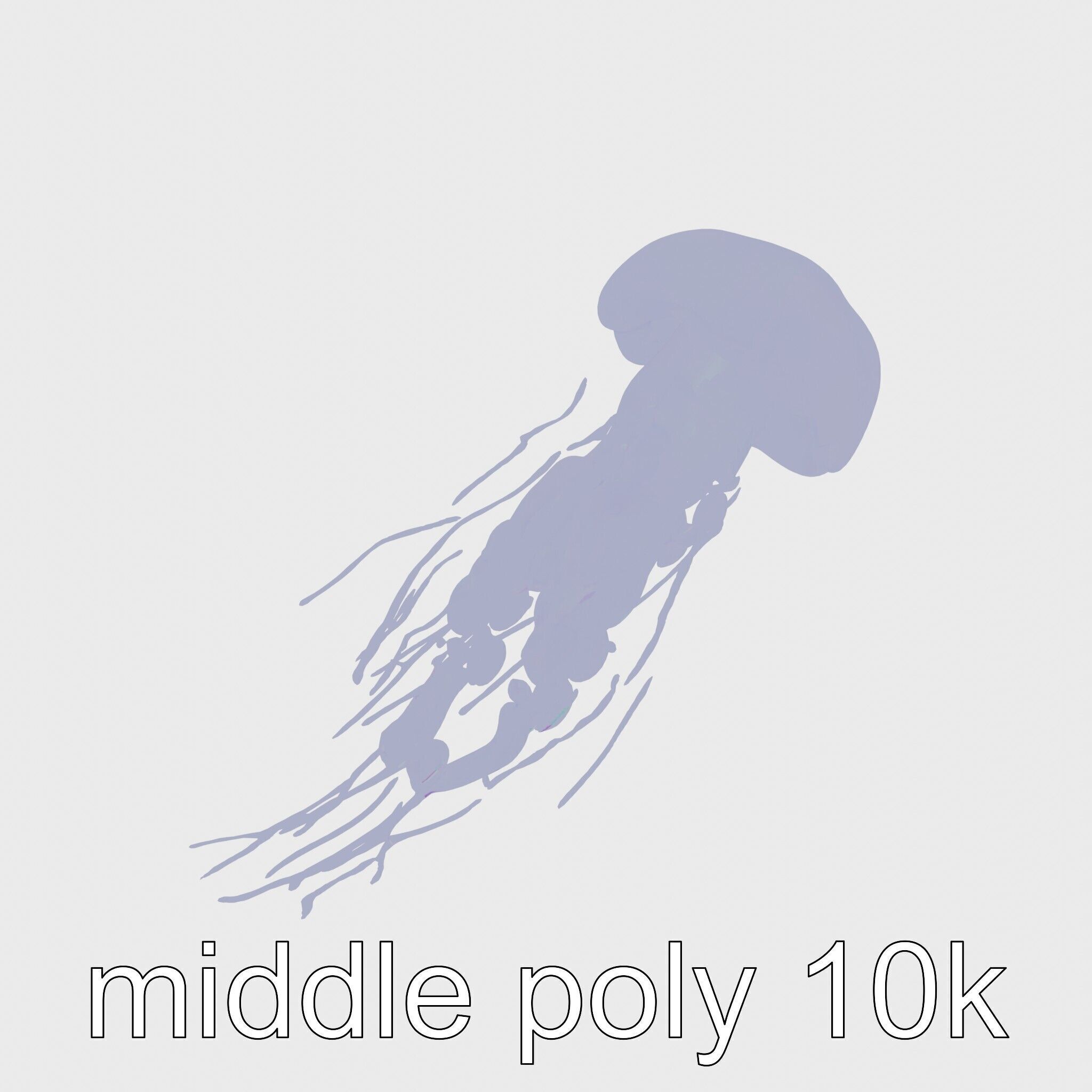 Bioluminescent Deep-Sea Jellyfish with Glowing Tentacles Low-poly 3D model_22