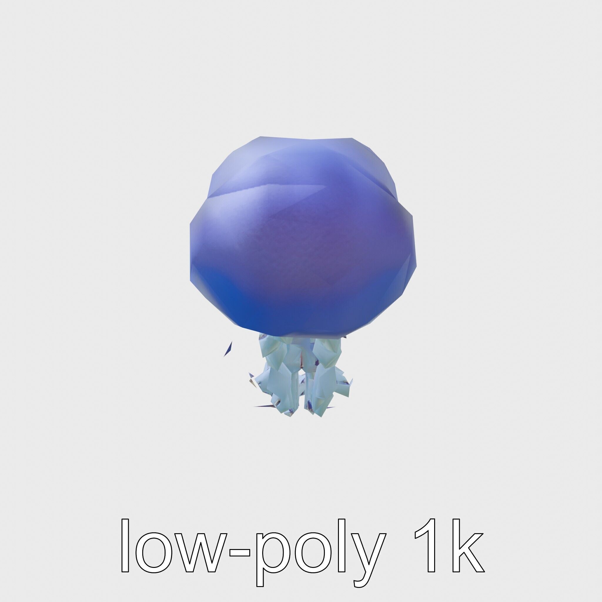 Bioluminescent Deep-Sea Jellyfish with Glowing Tentacles Low-poly 3D model_4