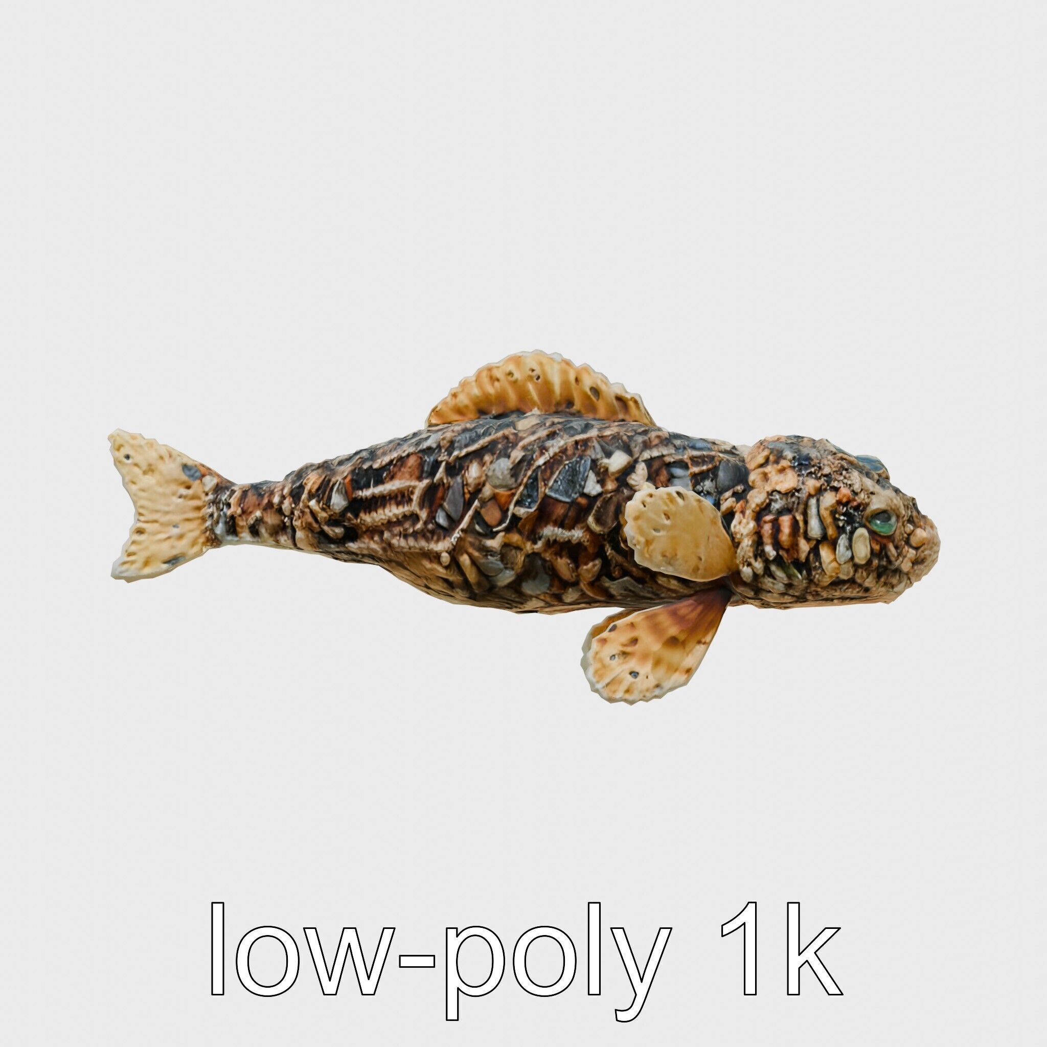Stonefish Camouflaged Aquatic Creature Model Low-poly 3D model_25