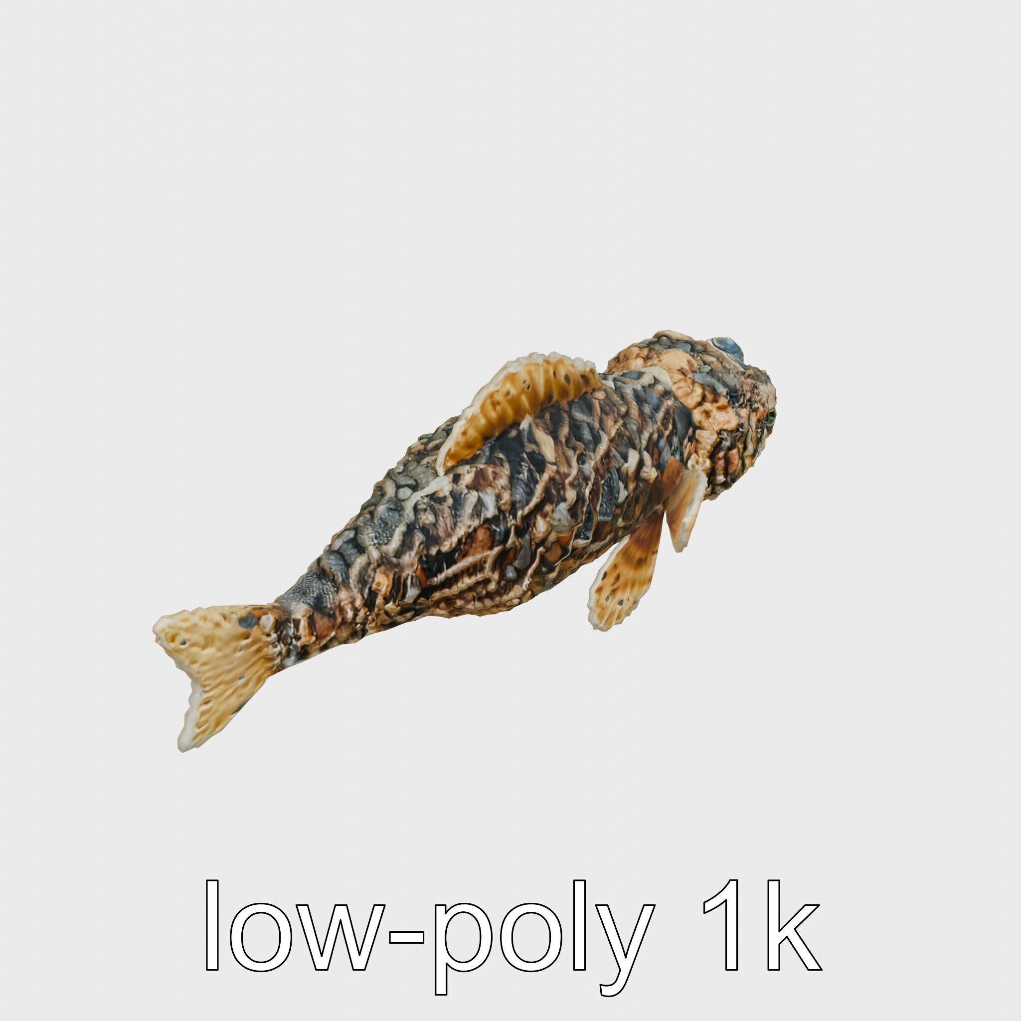 Stonefish Camouflaged Aquatic Creature Model Low-poly 3D model_9