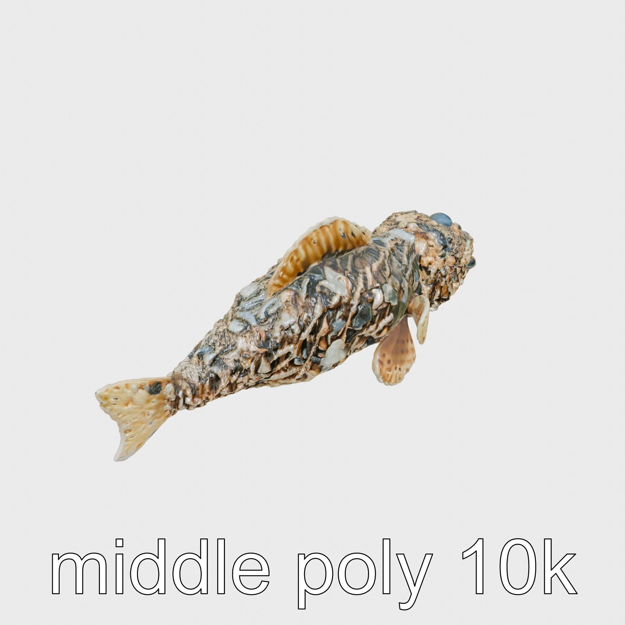Stonefish Camouflaged Aquatic Creature Model Low-poly 3D model_14