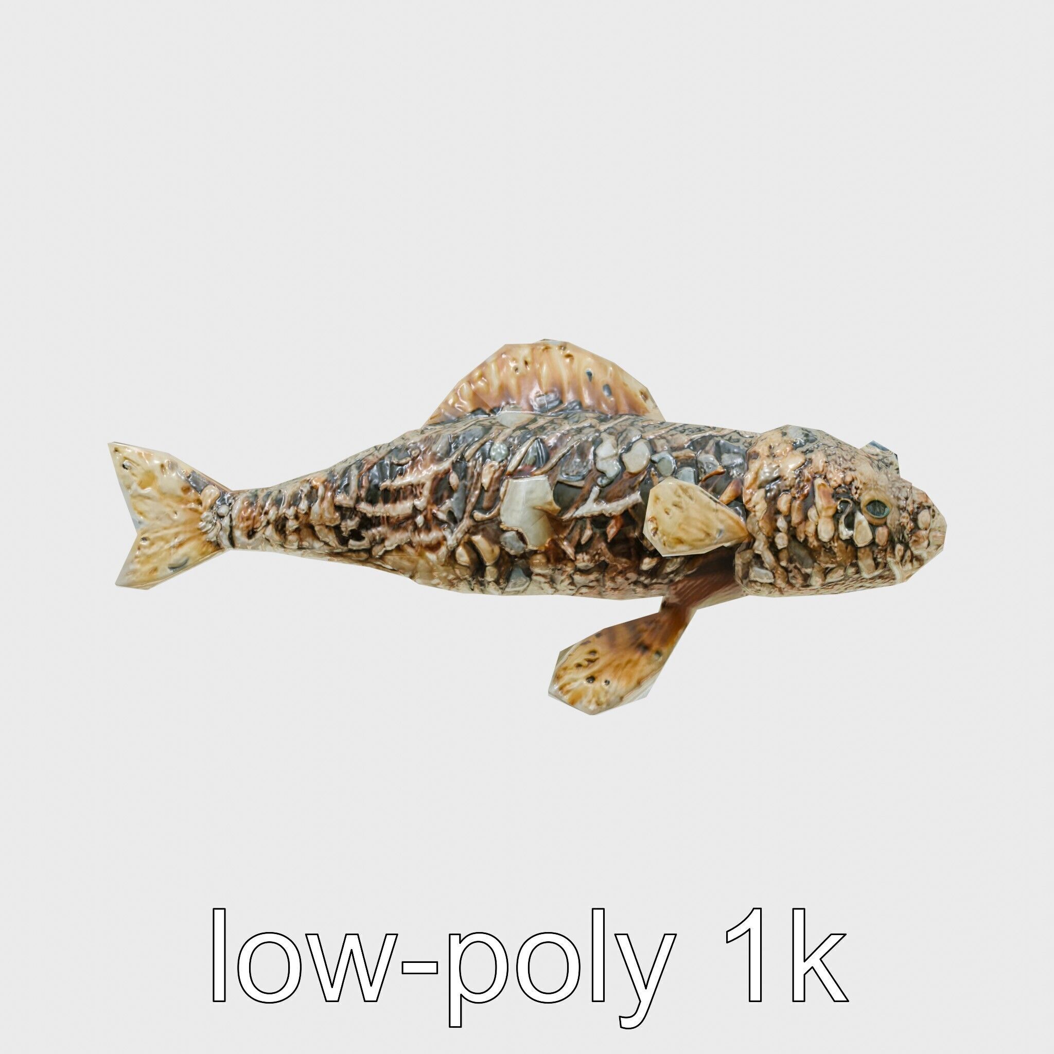 Stonefish Camouflaged Aquatic Creature Model Low-poly 3D model_19