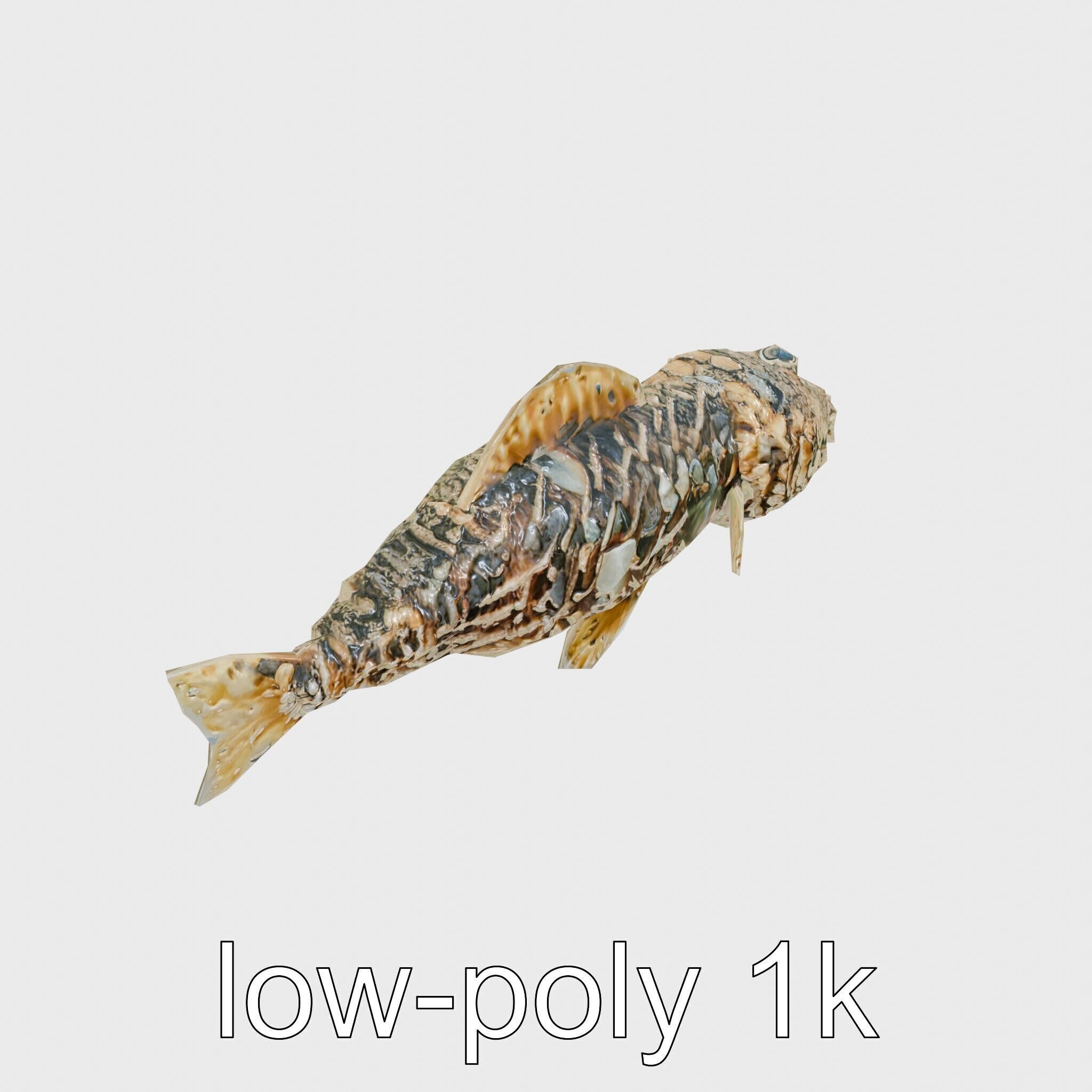 Stonefish Camouflaged Aquatic Creature Model Low-poly 3D model_10