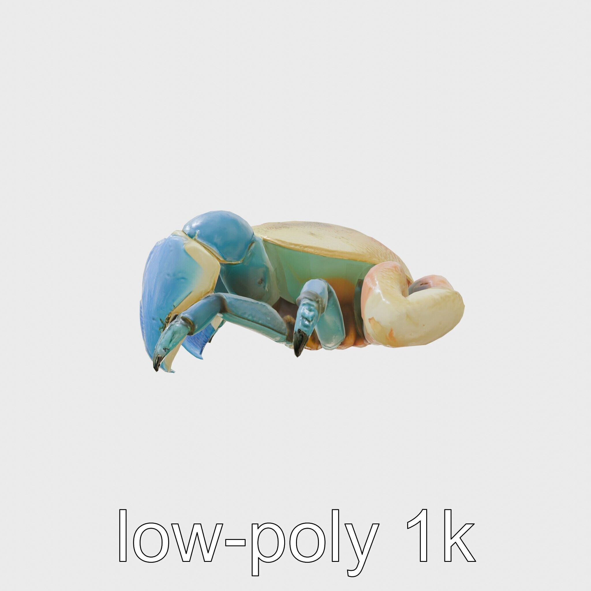 Blue Crab Model with Bright Blue Claws 3D Rendering Low-poly 3D model_17