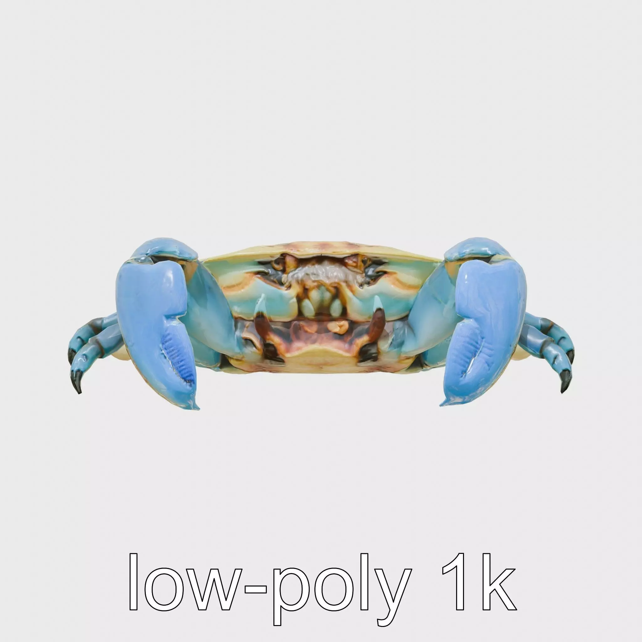 Blue Crab Model with Bright Blue Claws 3D Rendering Low-poly 3D model_0
