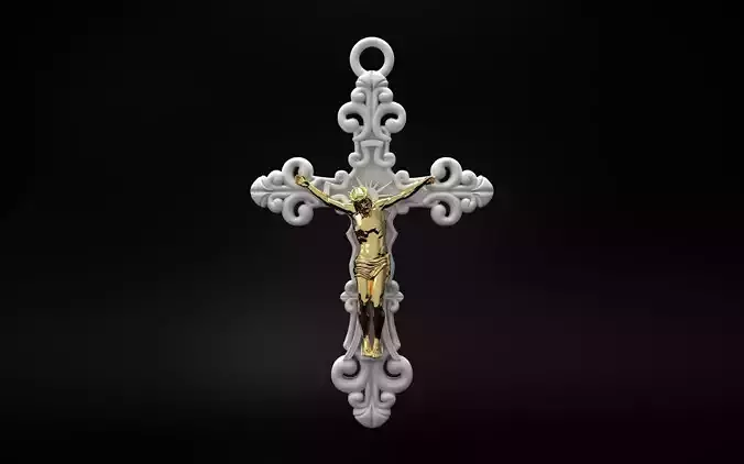 Christ Pendant on Baroque Cross 3D model