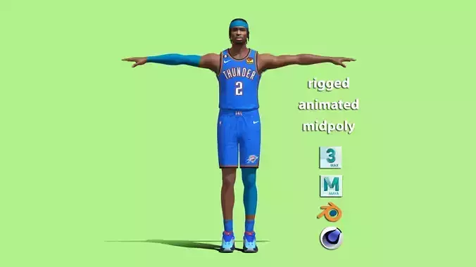 T-Pose Shai Gilgeous-Alexander Oklahoma City Thunder Low-poly 3D model