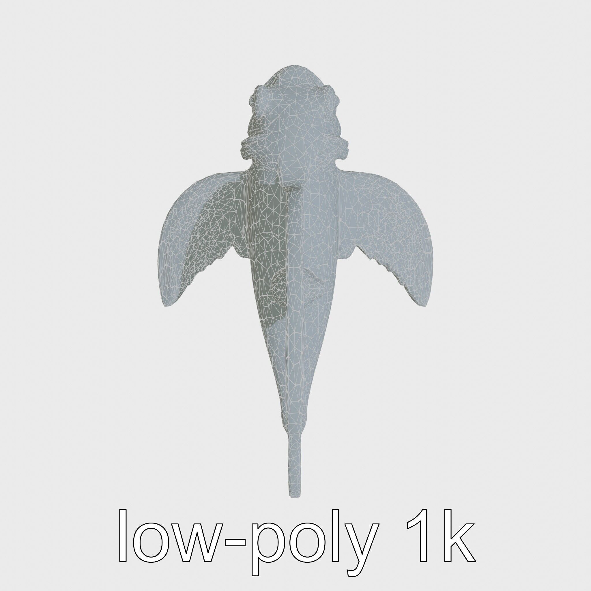 Sea Angel Model with Translucent Wing Design Low-poly 3D model_26